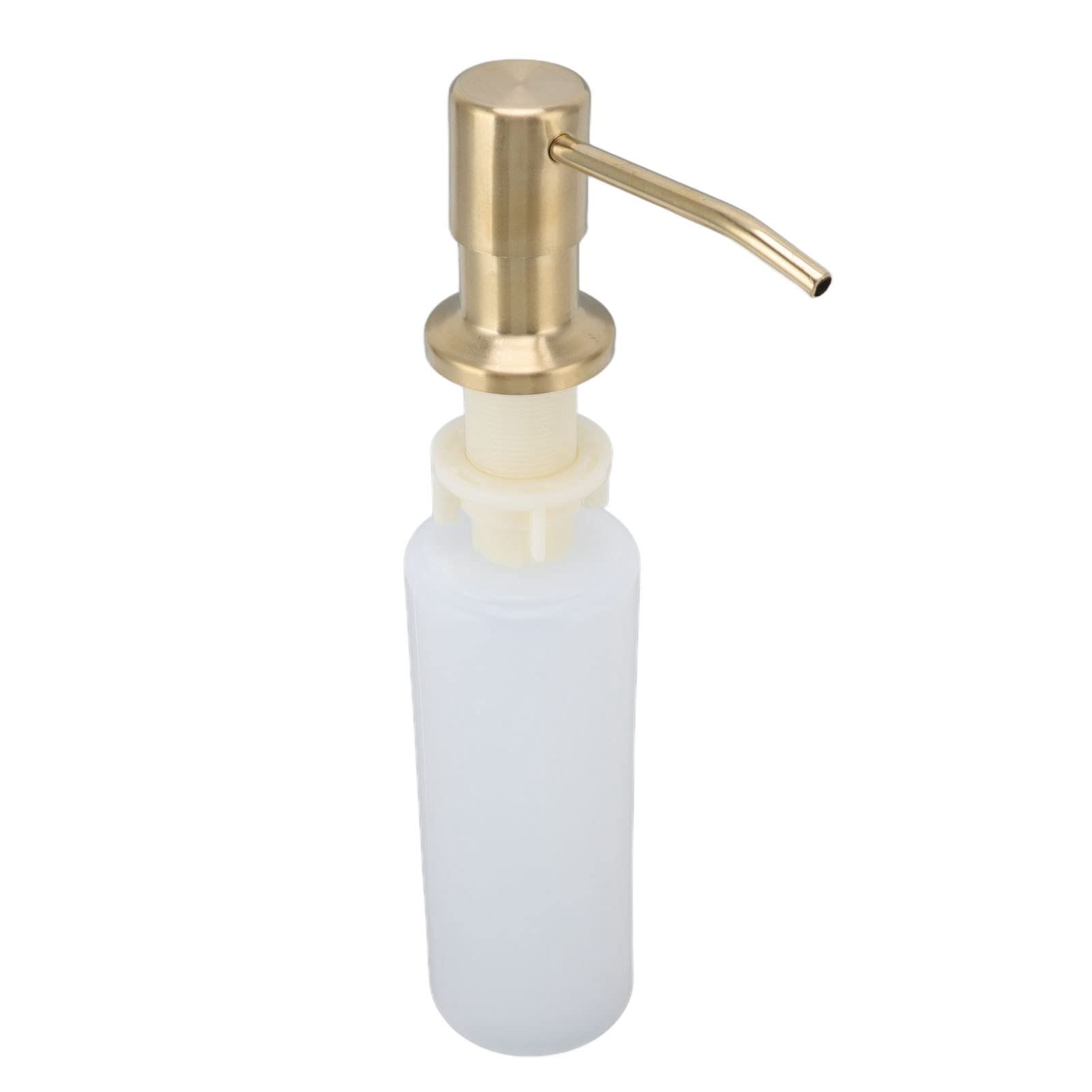 360° Rotating Stainless Steel Soap Dispenser for Kitchen Sink - 300ml Built-in Soap Pump with Durable Gold Finish | Perfect for Liquid Dish Soap, Hand Soap & Kitchen Cleaning Essentials