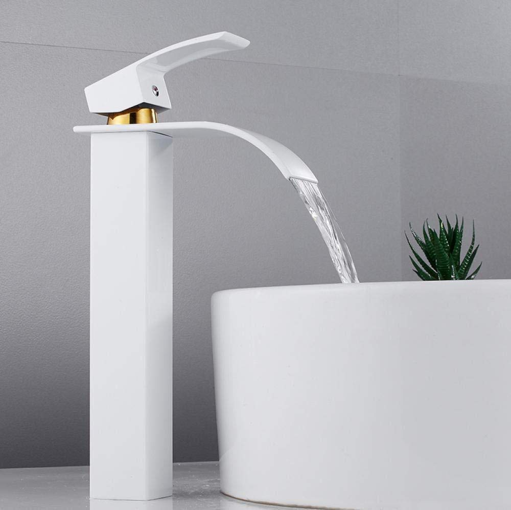SH-CHEN Waterfall Bathroom Sink Faucet - Deck Mount Hot & Cold Water Basin Mixer Tap - Polished Chrome Lavatory Sink Faucet for Modern Bathrooms - Perfect for Vanity, Powder Room & Guest Bath Decor