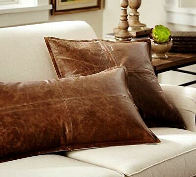 Premium 100% Lambskin Leather Pillow Cover - Soft & Luxurious Sofa Cushion Case - Decorative Throw Cover for Living Room, Bedroom & Office - Perfect for Home Decor & Cozy Comfort (Tan, 20x20 Inches)