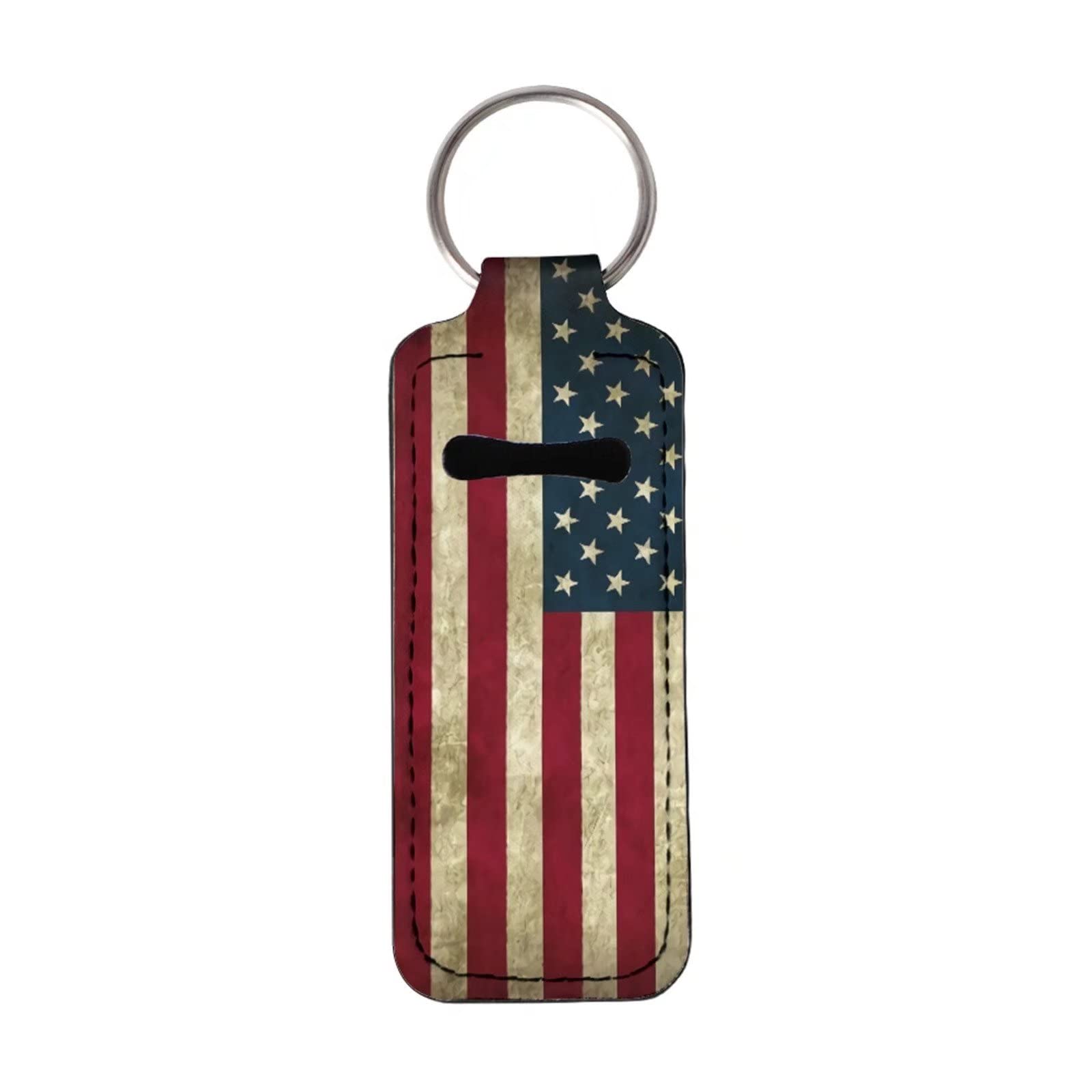 AFPANQZ American Flag Lip Gloss Holder - Portable Elastic Chapstick Keychain for Lipstick & Gloss Tubes (Bulk Pack) - Perfect for Keychains, Purses & Travel Accessories
