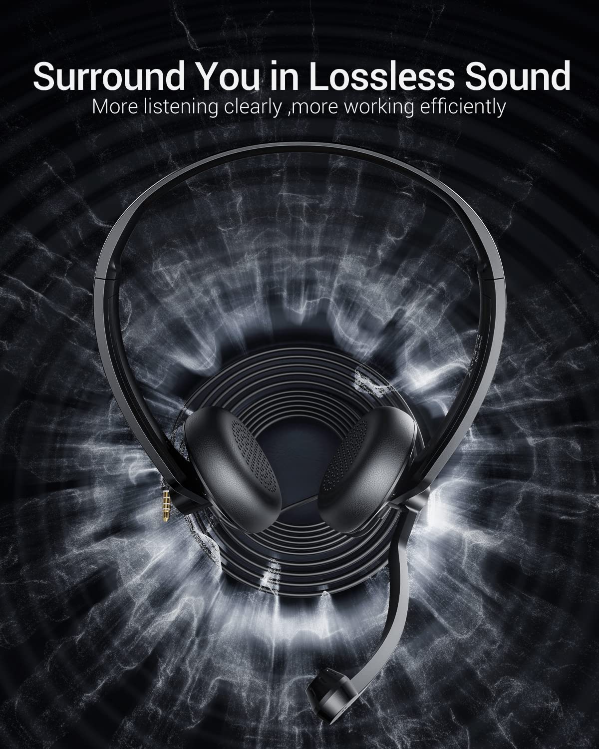 Noise Cancelling Wired Headphones with Mic - 3.5mm On-Ear Computer Headset for PC, Laptop, Home Office, Online Classes, Skype & Zoom Meetings | Lightweight & Comfortable for Gaming, Work & Remote Learning