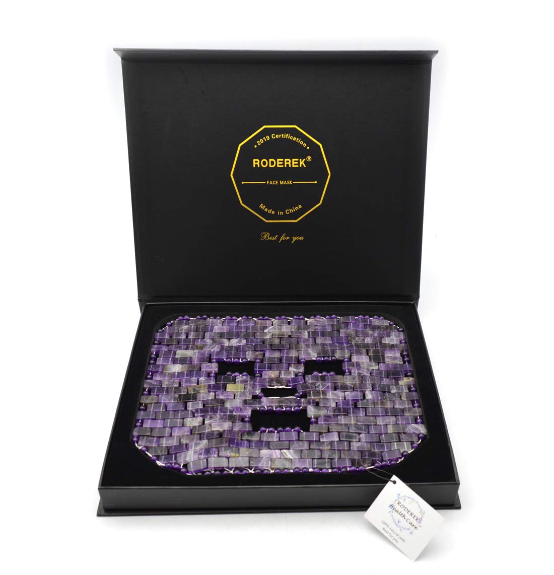 RODEREK Jade Face Mask for Puffiness & Wrinkle Relief - Cooling Eye Mask for Migraine, Anti-Aging Therapy - Yoga & Meditation Relaxation Tool (Amethyst) - Perfect for Spa, Self-Care & Stress Relief