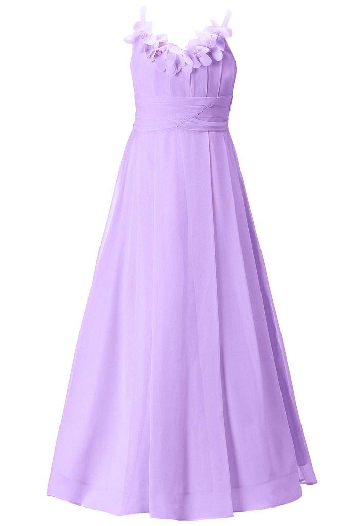 Happy Rose Long Chiffon Flower Girls & Juniors Bridesmaid Dress - Elegant Formal Gown for Weddings, Parties & Special Occasions