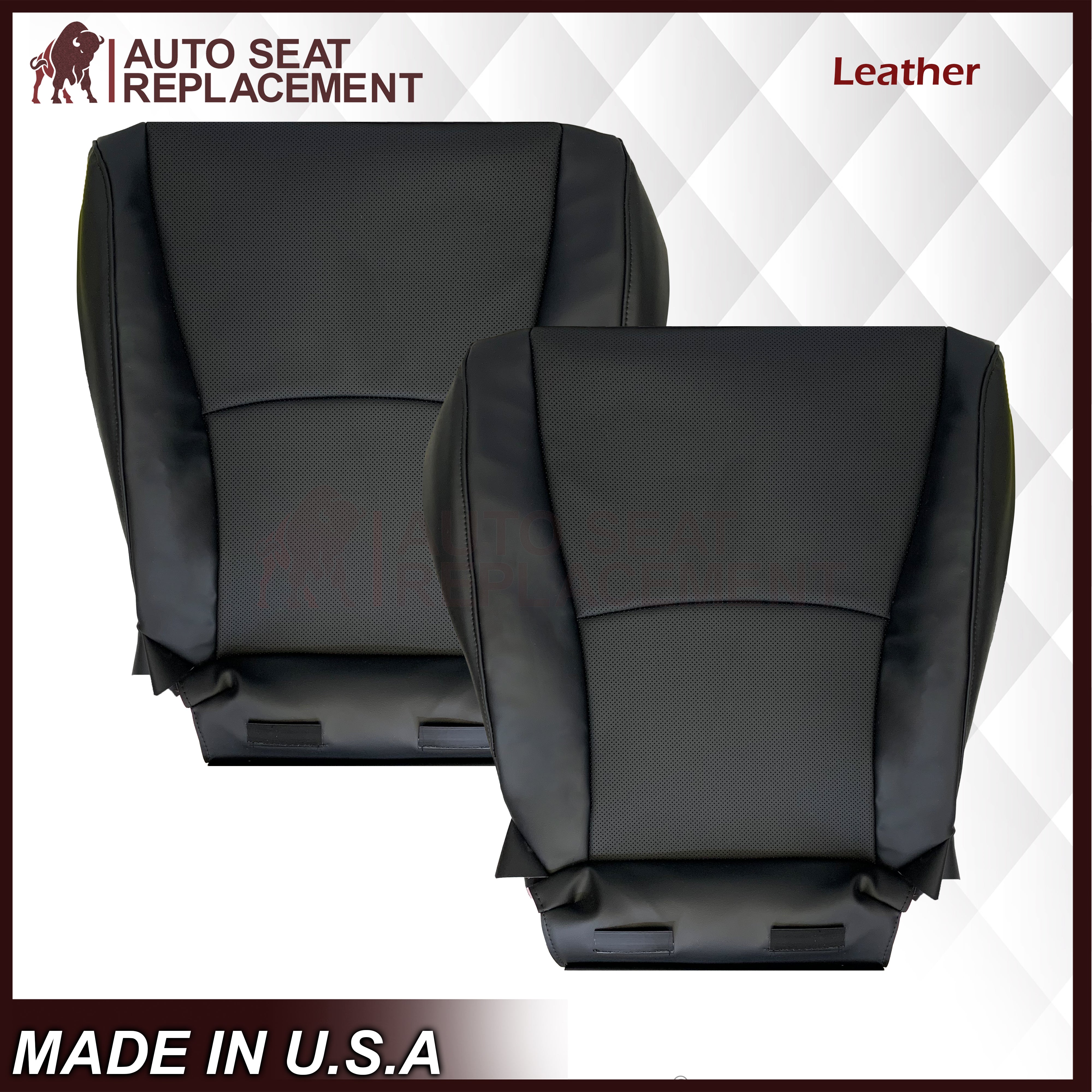 2004-2014 Toyota Highlander Genuine Leather Seat Covers - Perforated Black (Driver & Passenger Side Bottom) - Premium Car Interior Upgrade for Comfort & Style