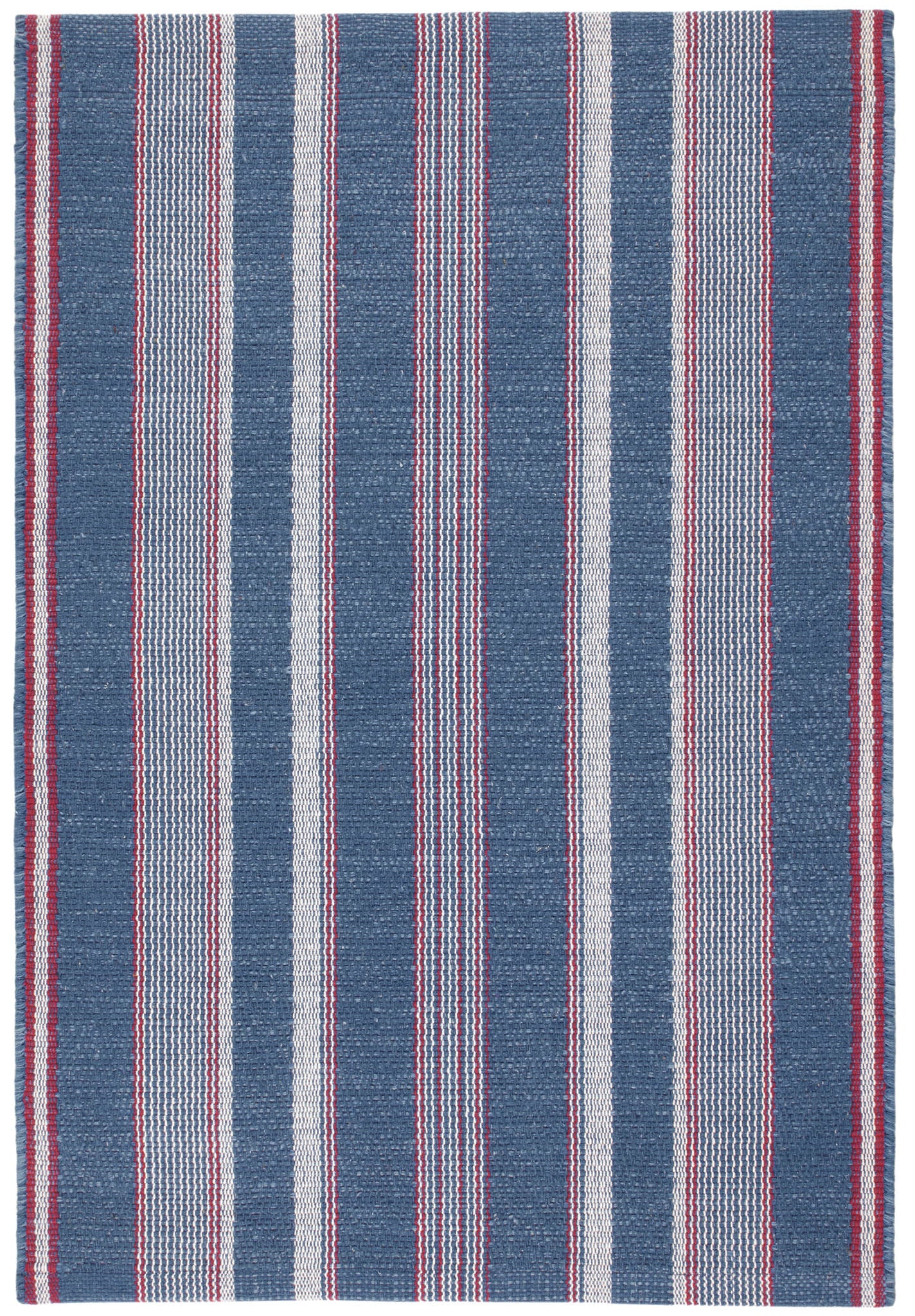 Handwoven Cotton Striped Rug - Soft & Durable Natural Fiber Floor Mat for Living Room, Bedroom, Nursery | Blue Denim Washable Area Rug for Home Decor