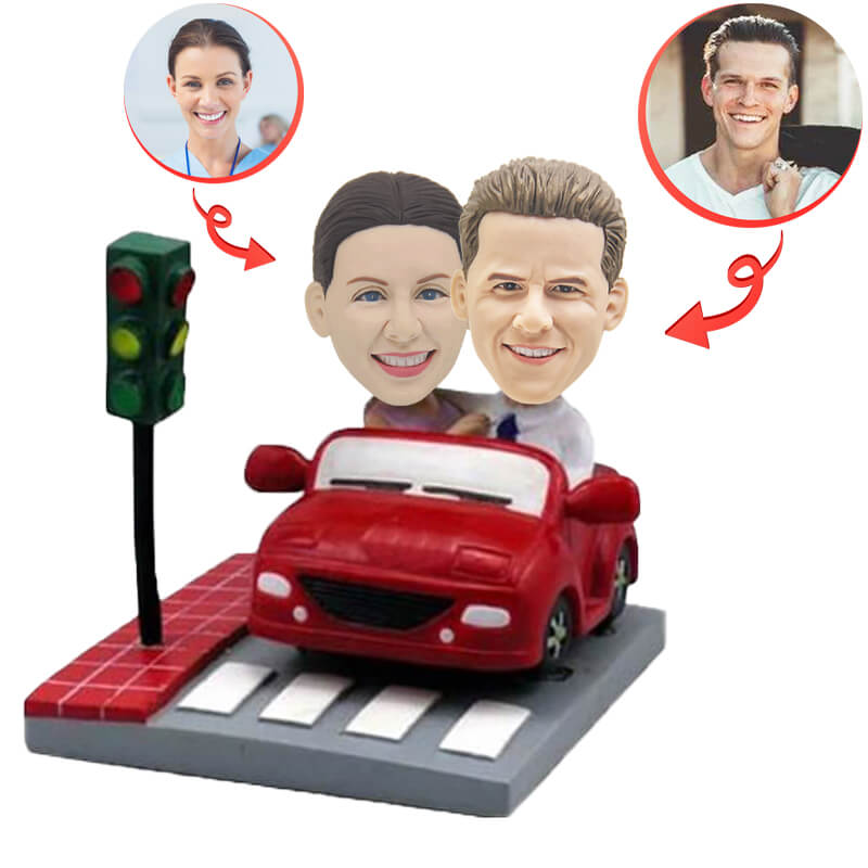 Custom Sports Car Couple Bobblehead - Personalized Car Enthusiast Gift for Couples - Perfect for Dashboards, Desks, and Car Decor
