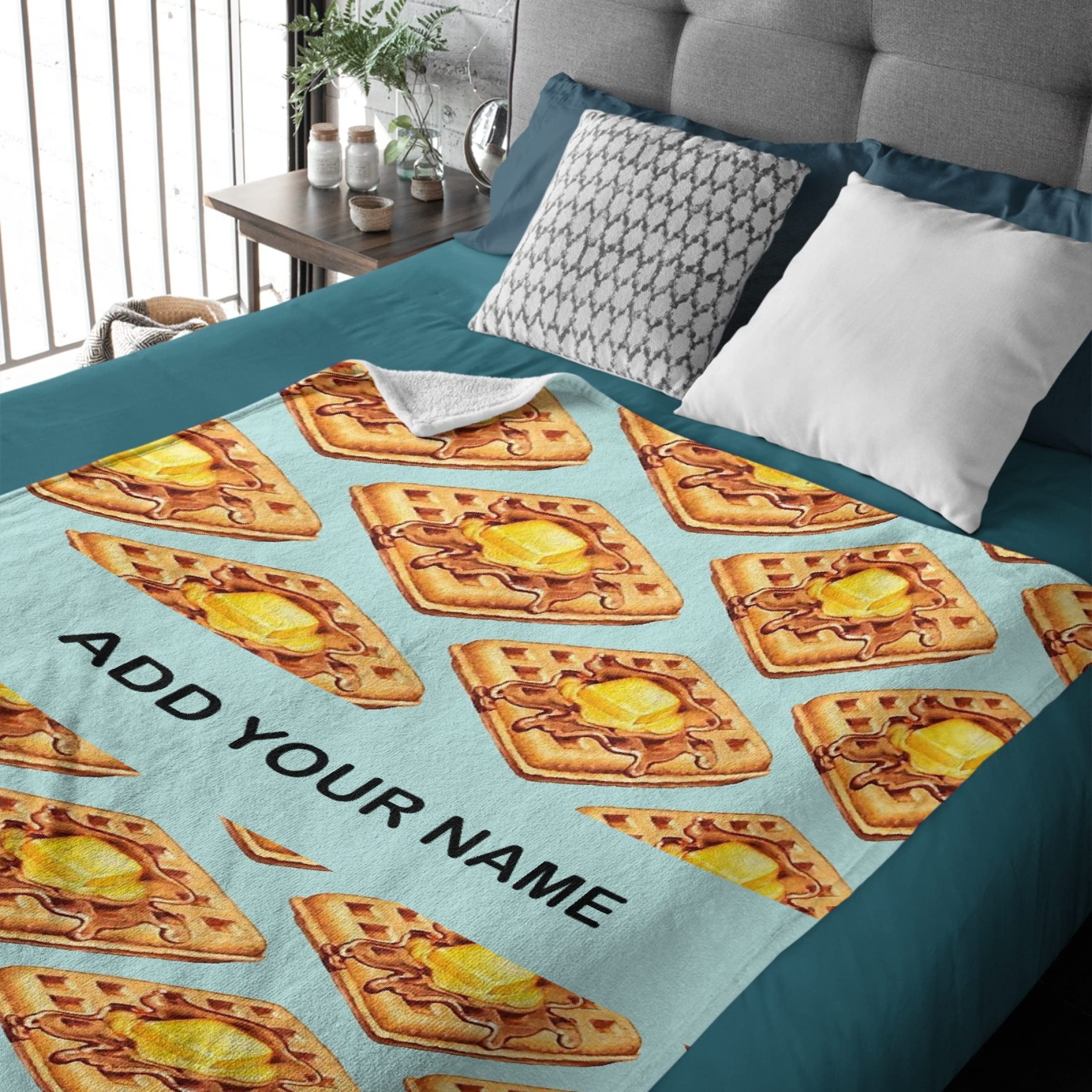 Anuruddha Personalized Waffle Blanket with Custom Name & Text - Lightweight Soft Throw for Bed, Couch, Gift for Waffle Lovers - Medium Size 60