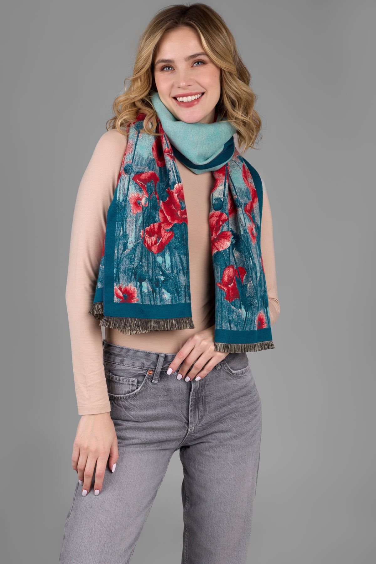 Stylish Poppy Bold Reversible Scarf - Soft Winter Fashion Accessory for Women - Perfect for Cold Weather, Office Wear & Holiday Outfits