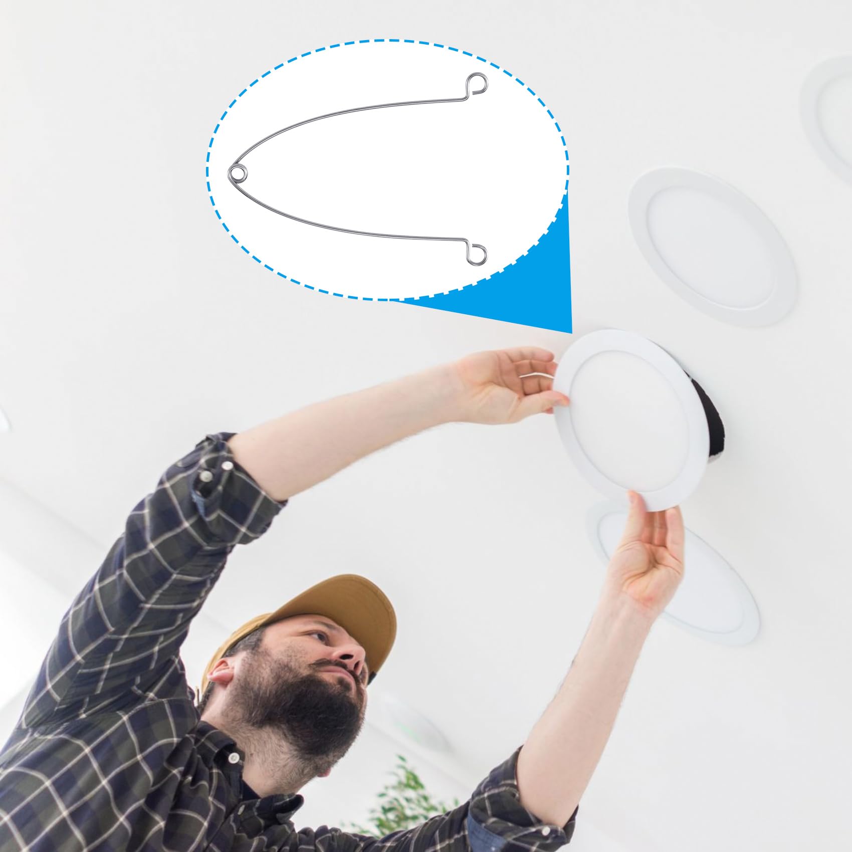 OIIKI 4-Pack Recessed Lighting Spring Clips - Heavy Duty Torsion Metal Springs for Recessed Light Covers & Trim Accessories | Perfect for Ceiling Can Light Installation & Home Lighting Projects