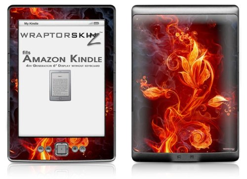 Fire Flower Decal Skin for Kindle 4th Generation (6-inch Display, No Keyboard) - Protective Vinyl Sticker for E-Readers - Perfect for Travel, School & Reading Enthusiasts