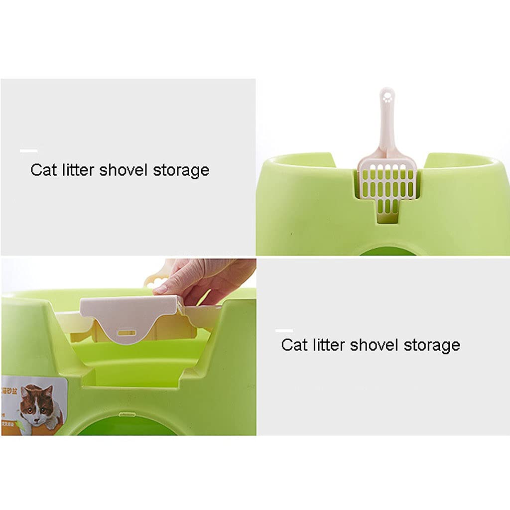 Large Splash-Proof Semi-Enclosed Cat Litter Box with Odor Control - Green Cat Toilet for Kittens & Adult Cats | Perfect for Home, Apartment & Pet-Friendly Spaces