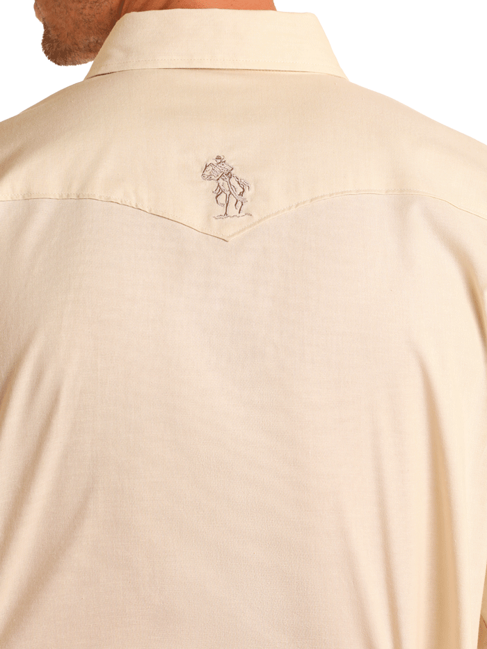 Men's Aztec Embroidered Long Sleeve Western Snap Shirt - Natural Cotton Cowboy Style for Casual Wear & Country Music Festivals