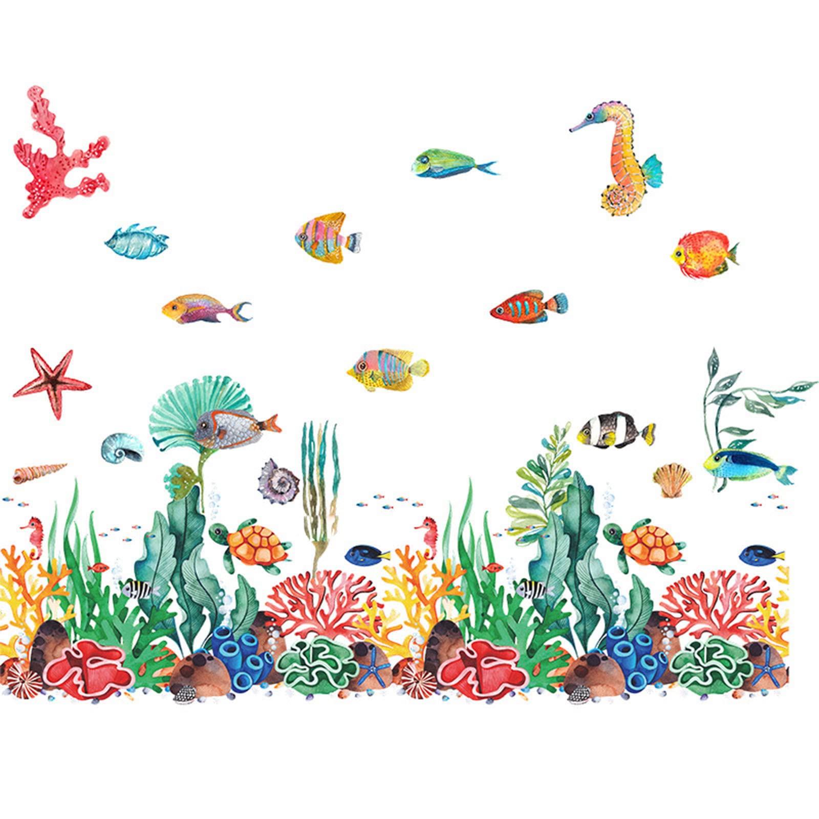 Underwater World Wall Decoration Sticker - Self-Adhesive Mirror Wall Art for Bedroom, Living Room & Porch - Ocean Theme Home Decor (One Size) - Perfect for Kids' Rooms, Beach House Decor & Underwater Themed Parties