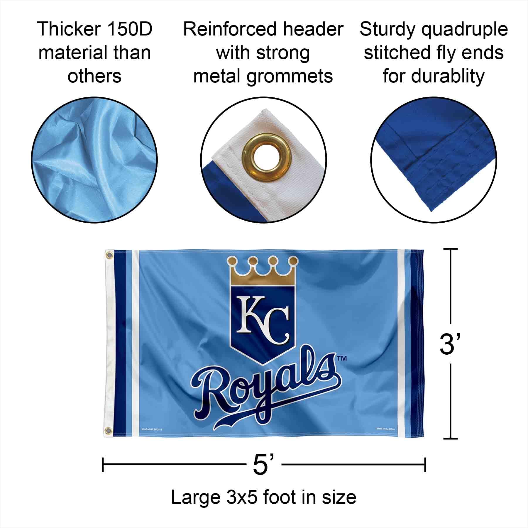WinCraft Kansas City Royals Powder Blue Flag and Banner - Officially Licensed MLB Team Decor for Home, Office, Game Day & Tailgating