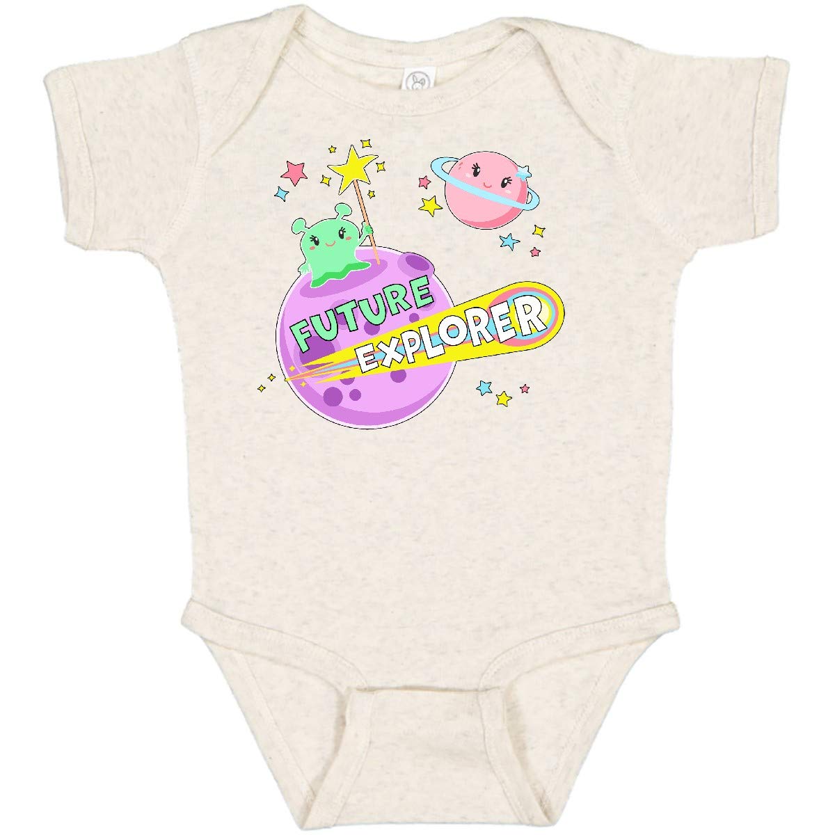 Inktastic Future Explorer Green Alien Outer Space Baby Bodysuit - Cute Astronaut Onesie for Infants, Toddler Space-Themed Outfit for Birthday, Halloween & Cosplay