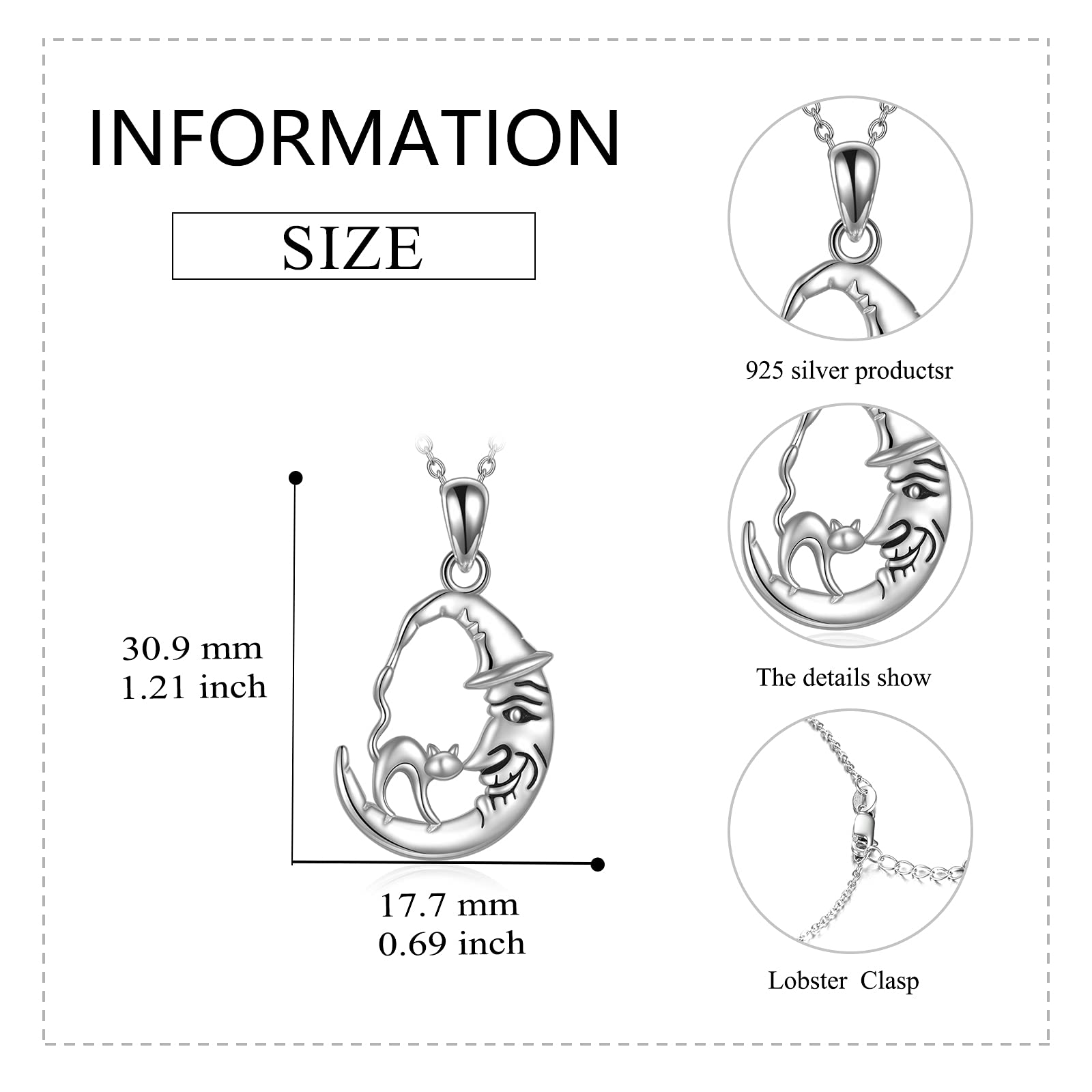 925 Sterling Silver Cat on Moon Pendant Necklace - Elegant Jewelry Gift for Women & Men | Perfect for Birthdays, Anniversaries & Cat Lovers