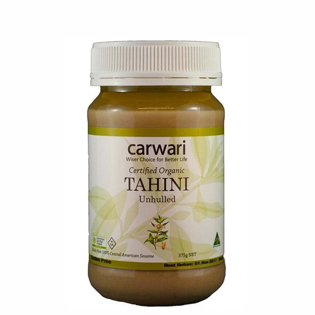 Organic Unhulled White Tahini by Carwari - 100% Pure Sesame Seed Paste for Hummus, Dips, Dressings & Middle Eastern Cooking