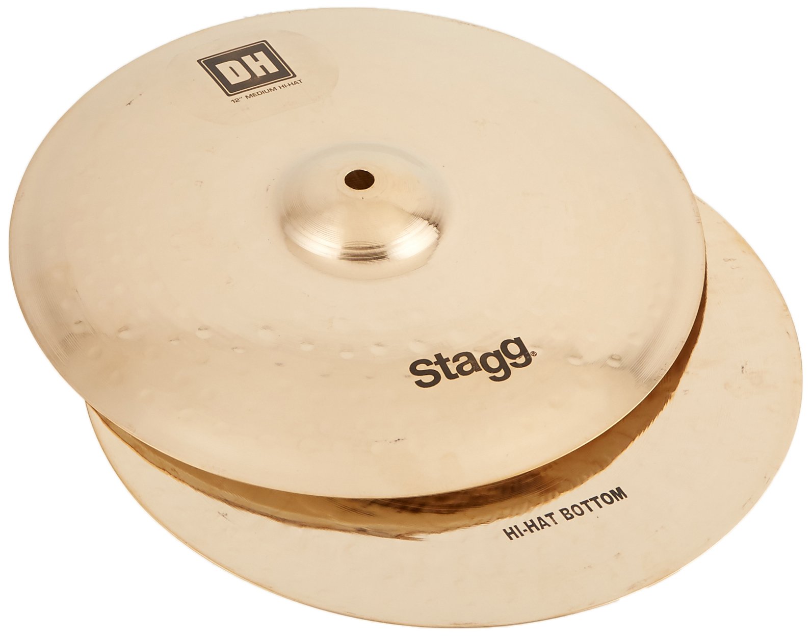 Stagg DH-HM12B 12-Inch Medium Hi-Hat Cymbals for Drum Set | Professional Quality Brass Cymbals for Jazz, Rock & Studio Recording