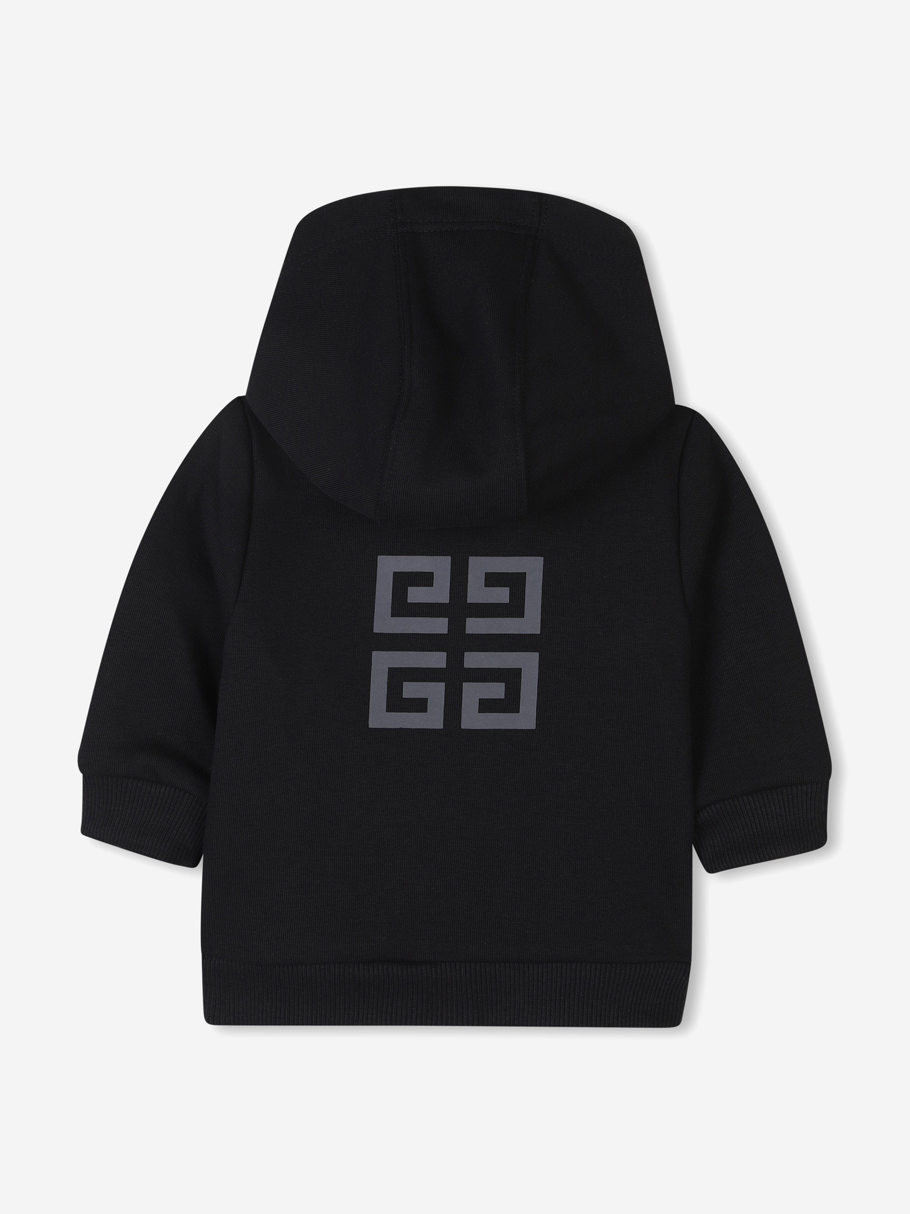 **4G Logo Zip Up Hoodie for Baby Boys - Black | Soft & Comfortable Pullover for Playtime & Outdoor Activities**