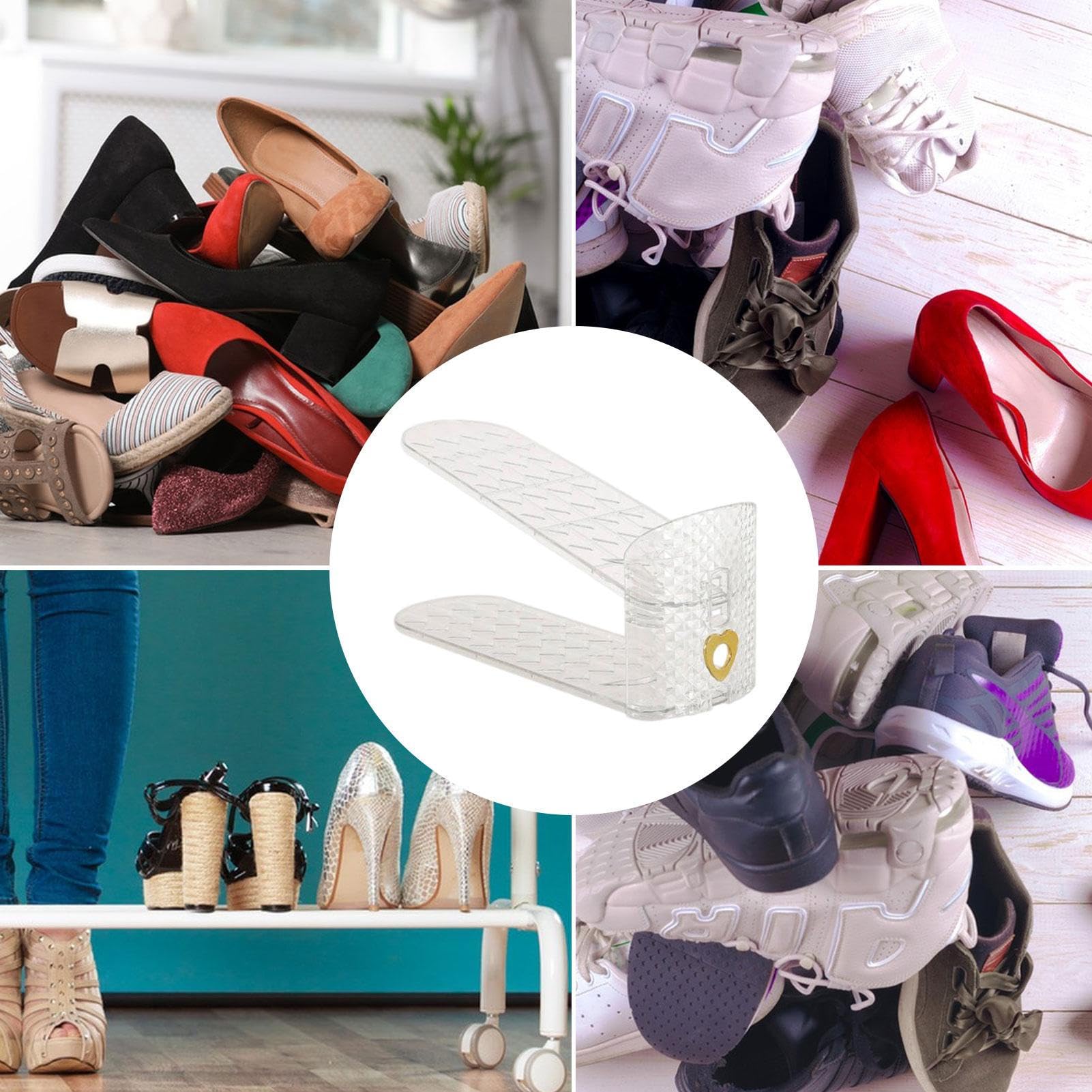Double Layer Shoe Stacker Organizer - Adjustable Non-Slip Shoe Storage Rack with Anti-Deformation Design for Flat Shoes | Perfect for Closet, Entryway, and Under-Bed Organization