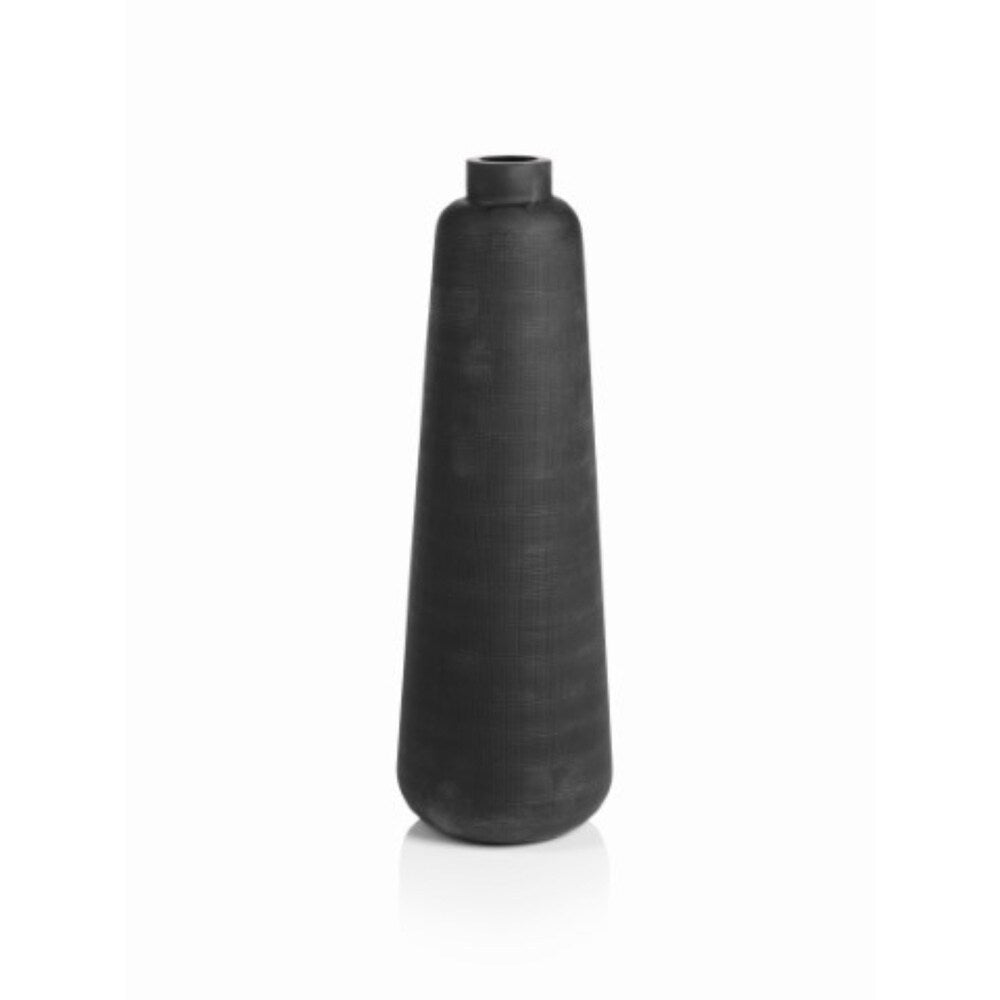 Atillo 15.75 Inch Tall Black Etched Glass Vase - Elegant Home Decor for Wedding Centerpieces, Dining Table Decorations & Flower Arrangements