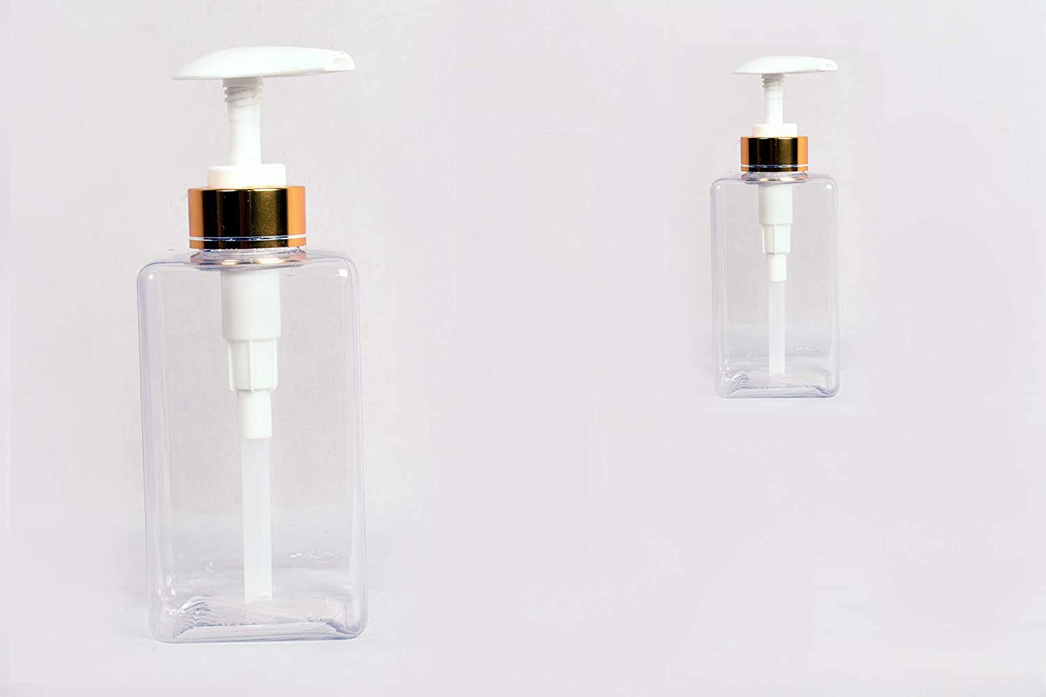 Boriva 450ml Empty Square Bottles Dispenser for Lotion, Shampoo, Conditioner & Massage Oil | Refillable Plastic Containers for Salon, Spa, Travel & Home Use