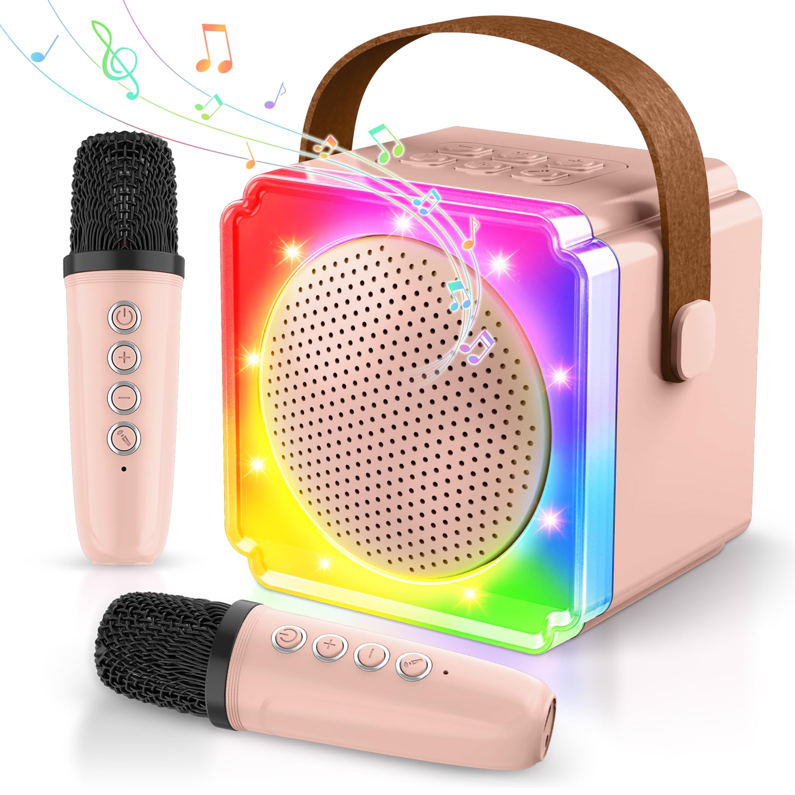 BAYSING Kids Karaoke Machine with Bluetooth Speaker & 2 Wireless Mics - Portable Mini Singing Machine with LED Lights - Best Birthday Christmas Gift for Girls Boys Ages 4-9 - Perfect for Home Parties, Travel & Family Fun