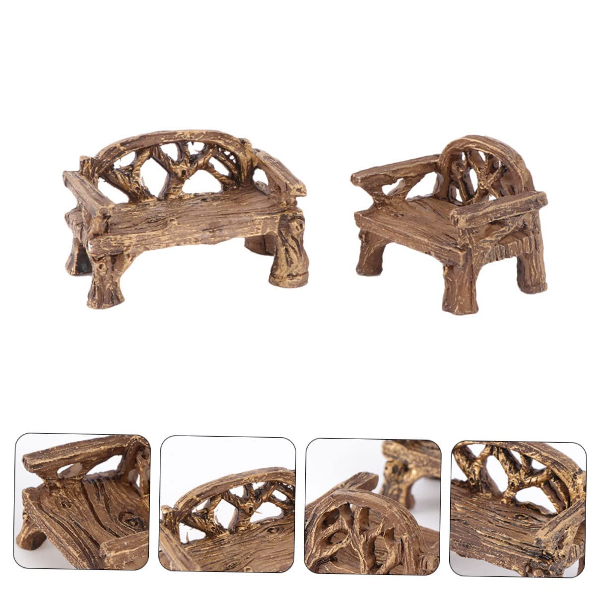 VICASKY 2-Piece Miniature Fairy Garden Table and Chair Set - Resin Dollhouse Accessories for Outdoor Micro Landscaping, Bonsai Decor, and Home Décor - Perfect for Fairy Gardens, Terrariums, and Miniature Displays