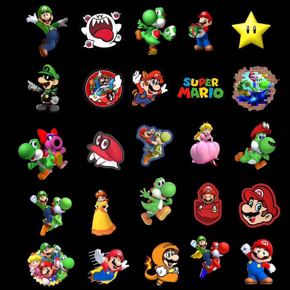 50PCS Mario Video Game & Anime Cartoon Waterproof Stickers - Durable Vinyl Decals for Water Bottles, Laptops, Cars, Notebooks - Perfect for Gifts, DIY Crafts & Personalizing Your Devices