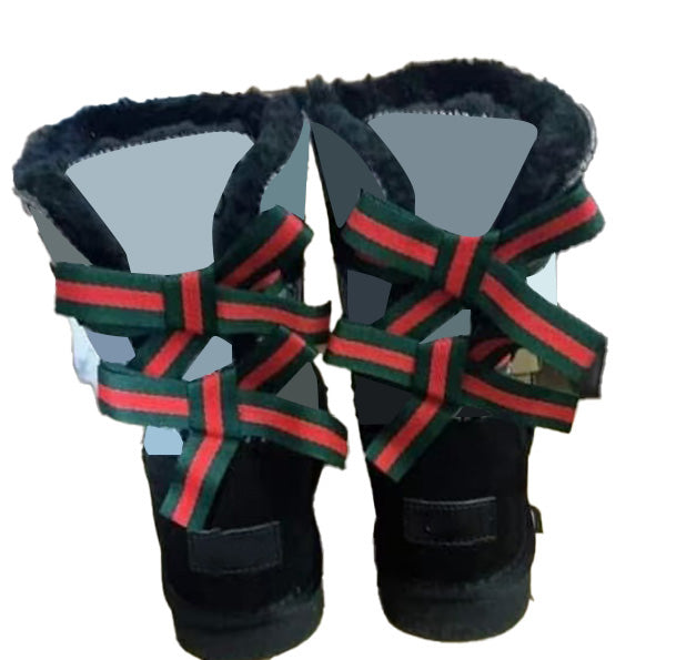 Women's Winter Snow Boots with 2 Decorative Bows - Waterproof & Warm for Cold Weather - Perfect for Snowy Days, Hiking, and Outdoor Adventures