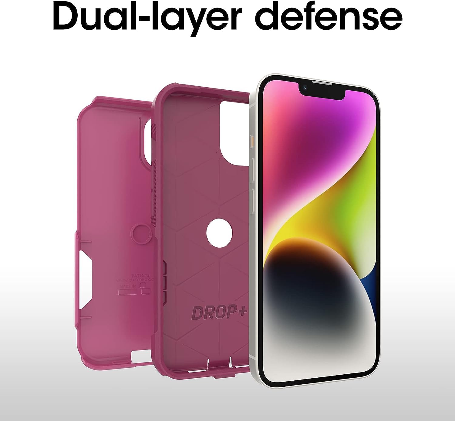 OtterBox Commuter Series Protective Case for iPhone 14 & iPhone 13 - Slim Shockproof Cover with Non-Retail Packaging in Fuchsia Pink | Perfect for Everyday Use, Work & Outdoor Activities