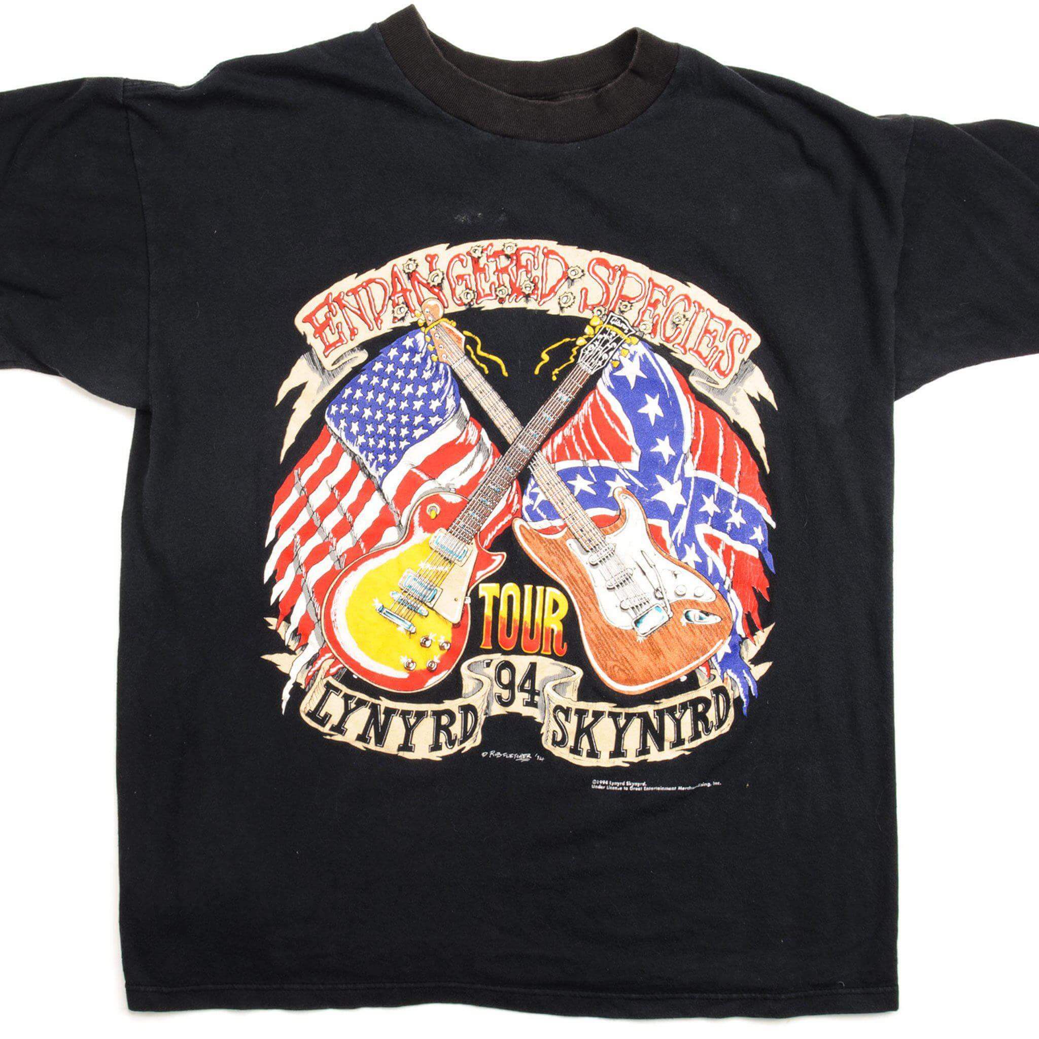 Vintage Lynyrd Skynyrd Endangered Species Tour 1994 T-Shirt - Large Size, Made in USA - Perfect for Concerts, Music Festivals & Retro Fashion