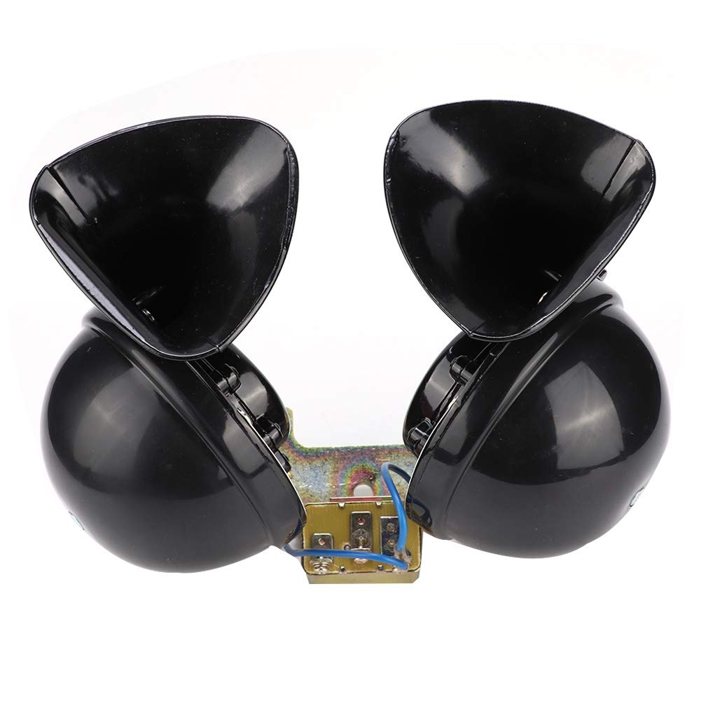 24V Universal Electric Snail Car Horn - Loud Black Styling Accessory for Cars, Trucks, Boats | Ideal for Enhanced Safety and Customization