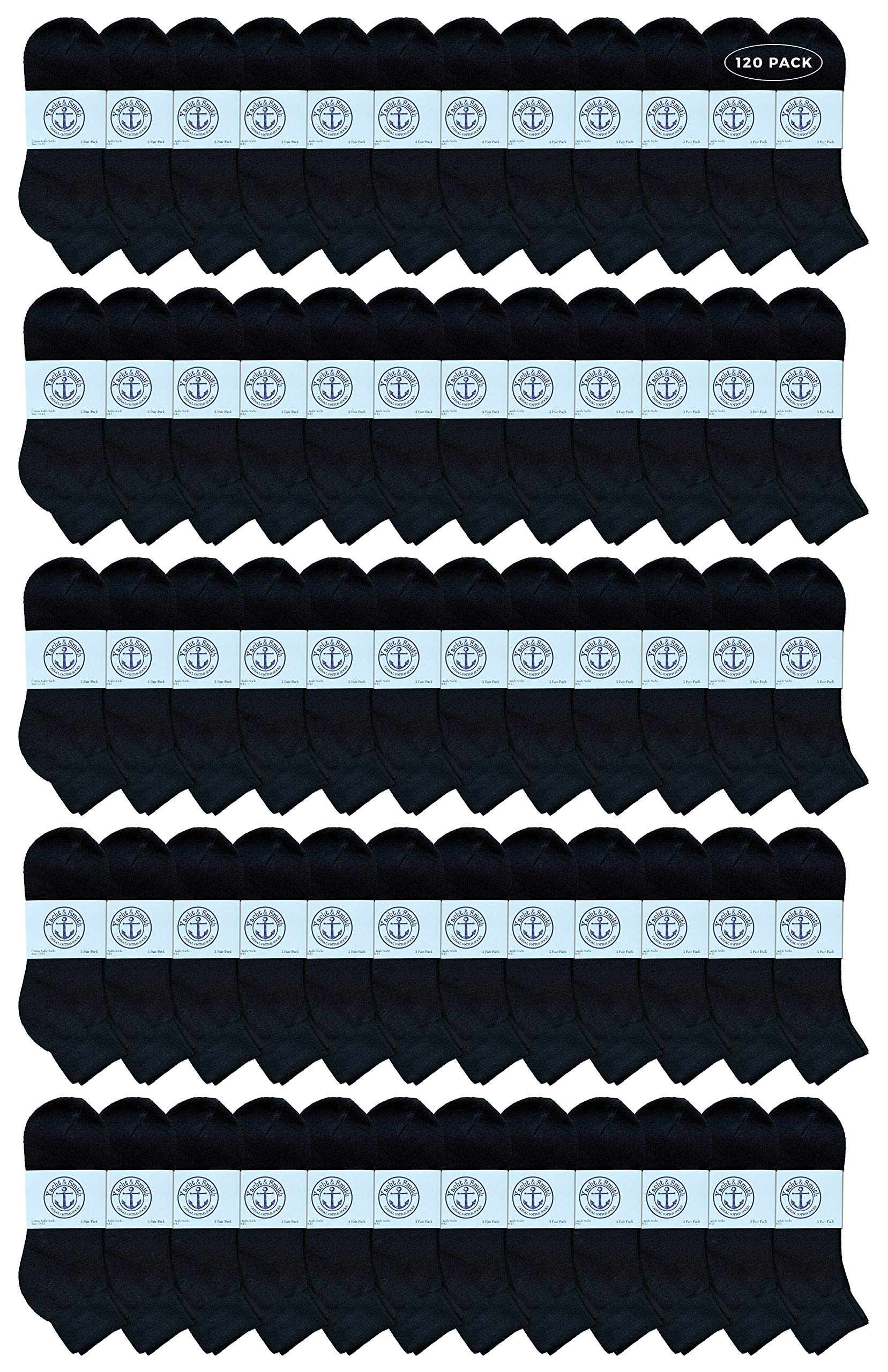Yacht & Smith Men's Cotton Athletic Mid Ankle Socks - Bulk Pack (Size 10-13) - Breathable Sports Socks for Running, Gym & Casual Wear
