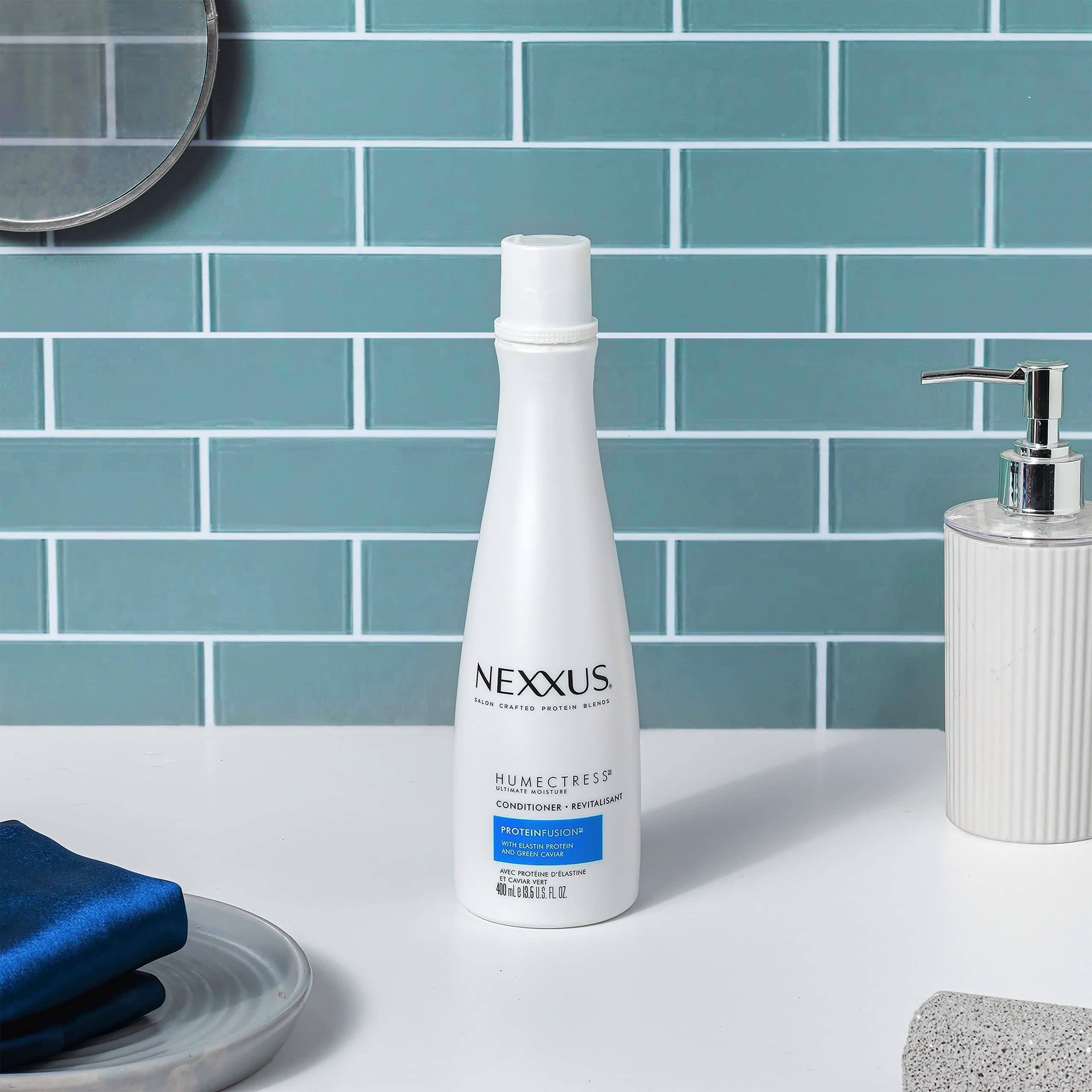 Nexxus Humectress Conditioner - Deep Moisturizing Treatment for Dry Hair with Caviar & Protein Complex, 13.5 oz | Hydrating Hair Care for Damaged & Frizzy Hair at Home or Salon