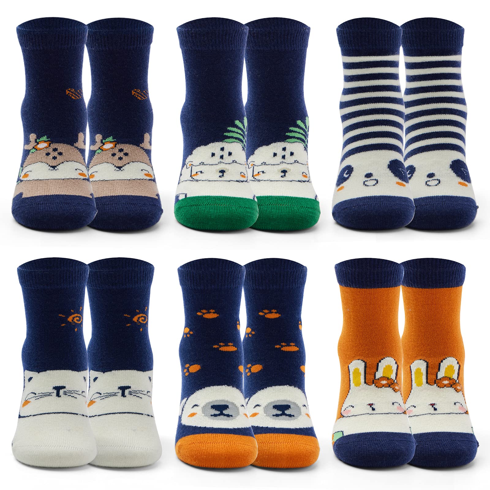 Warm Wool Thermal Crew Socks for Boys - 6 Pairs Winter Kids Socks for Cold Weather, Outdoor Activities & School