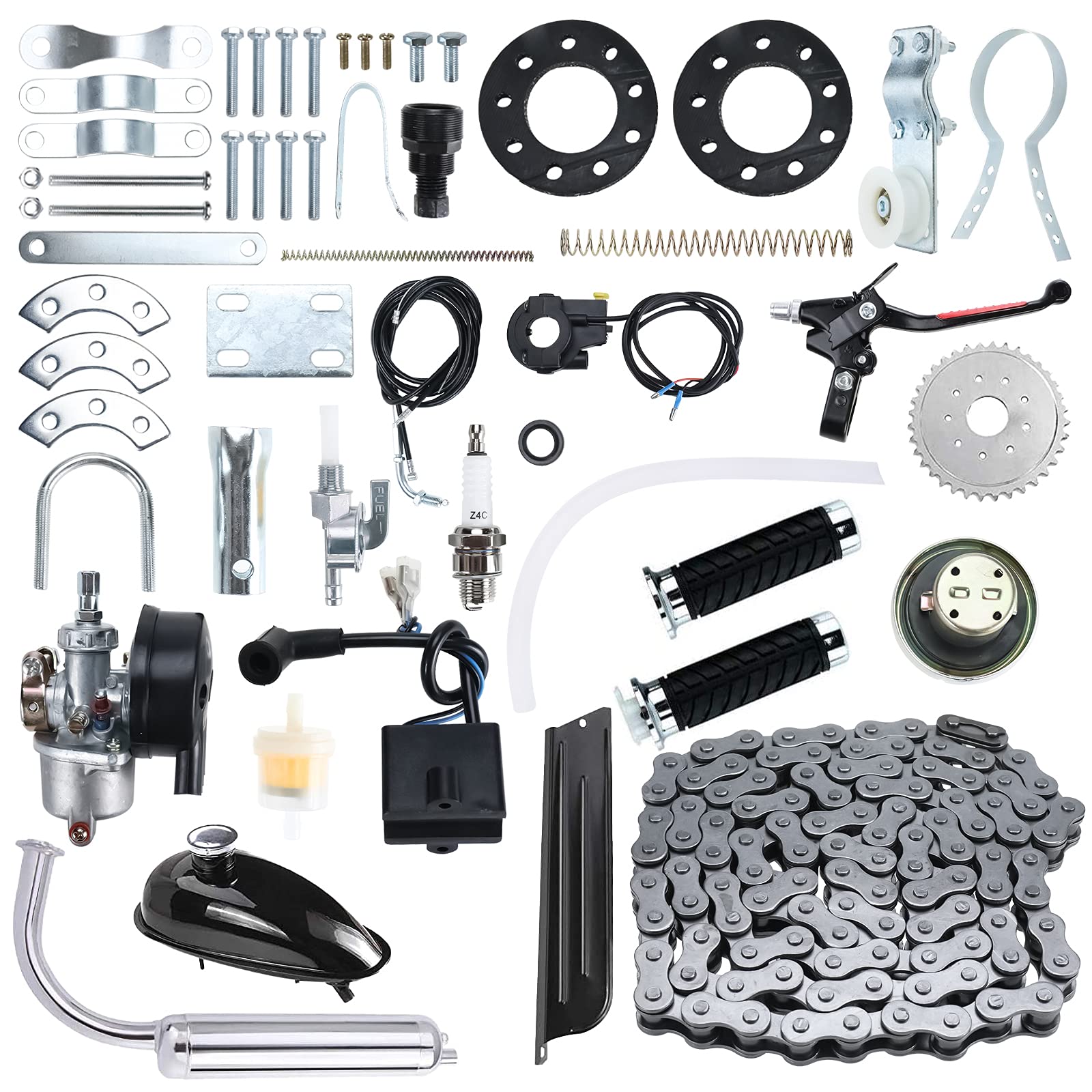 80cc 2 Stroke Bicycle Engine Kit - Motorized Bike Conversion Kit with Silver Finish | Perfect for Commuting, Off-Road Adventures & DIY Bike Projects