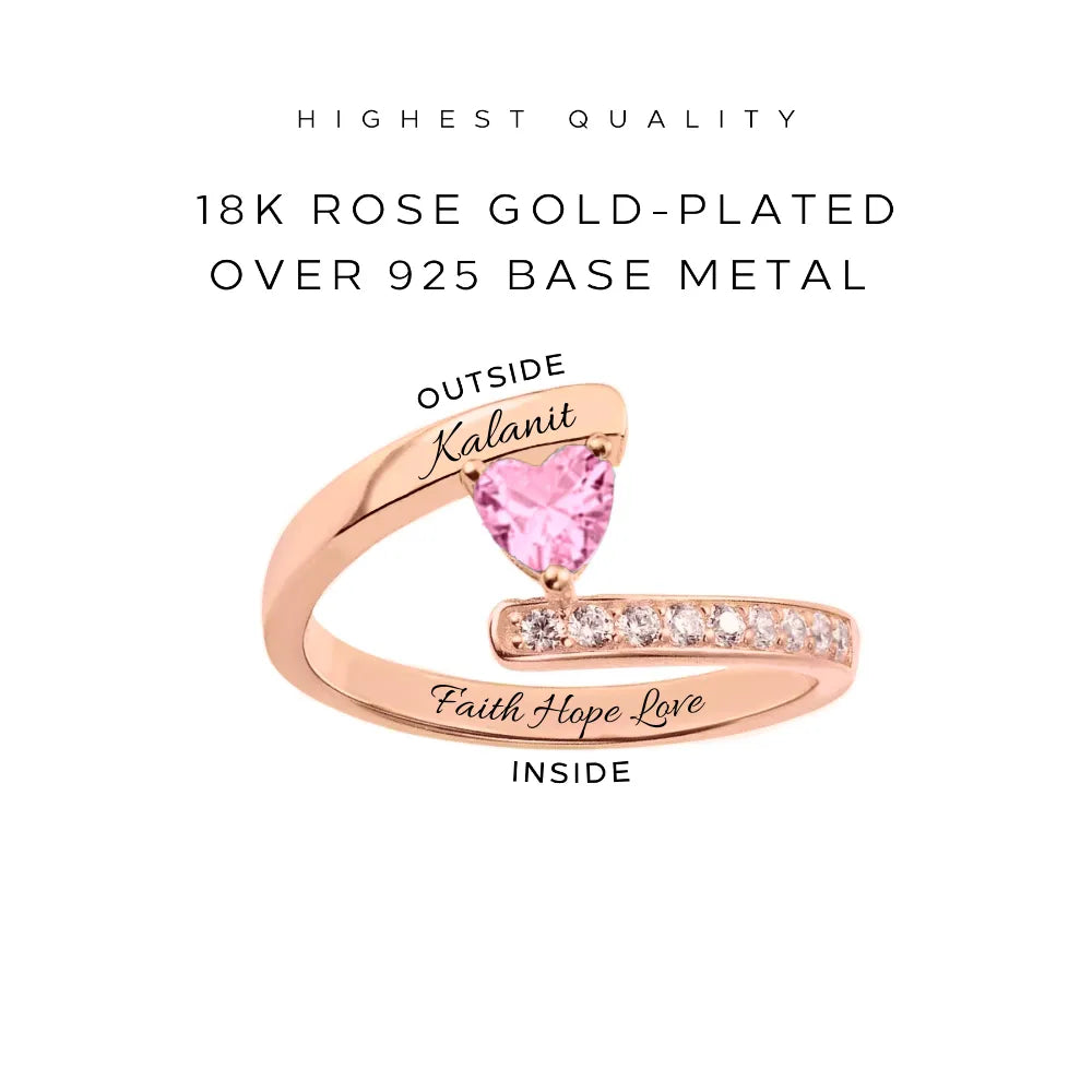 Engraved Interlaced Heart Ring - Personalized Sterling Silver Couple Ring - Romantic Gift for Anniversary, Valentine's Day & Weddings - $48.00