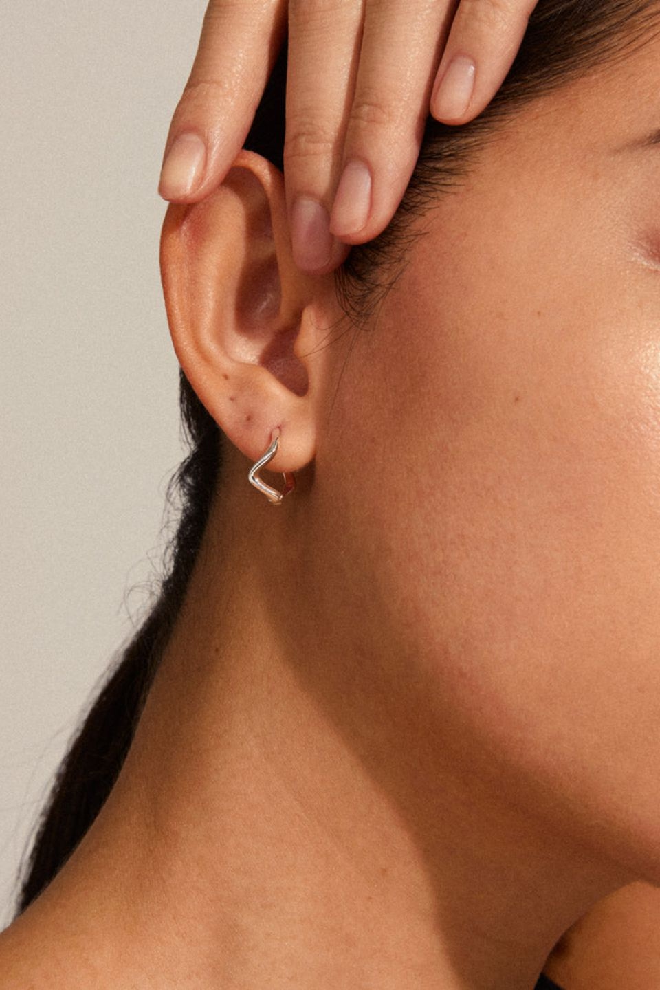 Alberte Organic Shape Hoop Earrings for Women - Sterling Silver Minimalist Dangle Earrings - Perfect for Everyday Wear, Office & Date Night