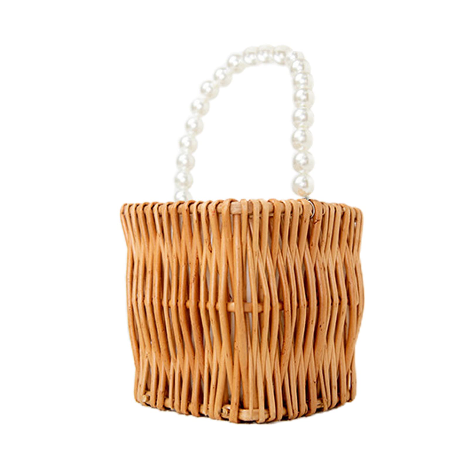 Heart-Shaped Wicker Rattan Flower Girl Basket with Pearl Handle - Handwoven Wedding, Fairy & Easter Basket for Flower Girls | Perfect for Weddings, Garden Parties & Special Occasions