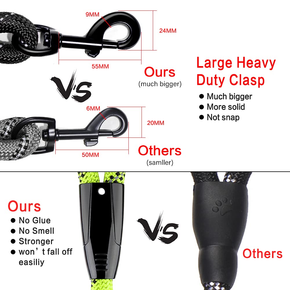 Plutus Pet Heavy Duty Rope Dog Leash with Comfortable Padded Handle - Reflective 4/5/6 FT Strong Leash for Small, Medium & Large Dogs (1/2