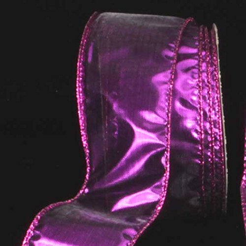 Purple Edged Wired Lame Ariel Craft Ribbon 2 Inch x 20 Yards - Perfect for Gift Wrapping, DIY Crafts, and Party Decorations
