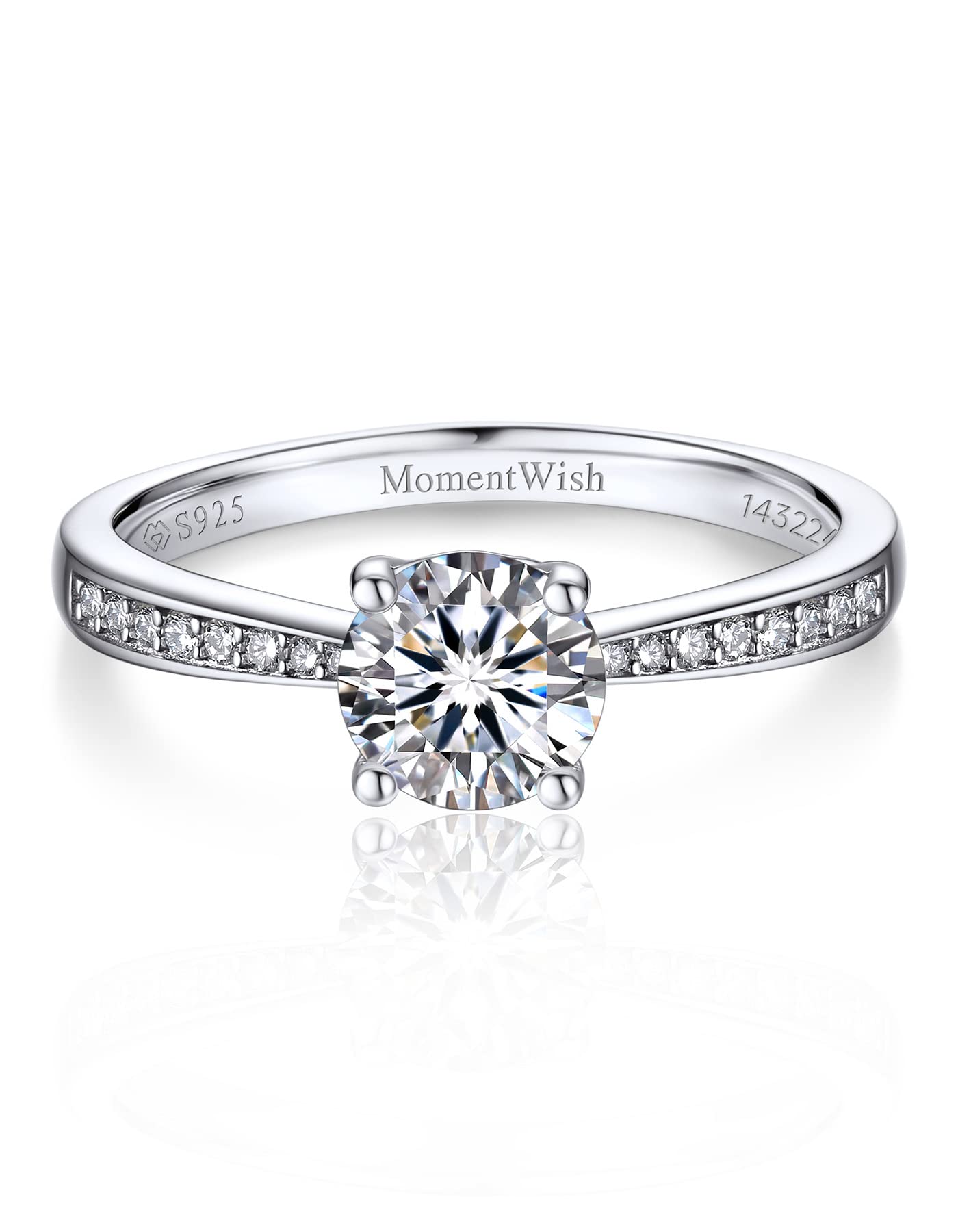 1 Carat Moissanite Promise Ring for Women - D Color VVS1 Simulated Diamond Engagement Ring in 925 Sterling Silver - Perfect for Anniversaries, Proposals & Romantic Gifts