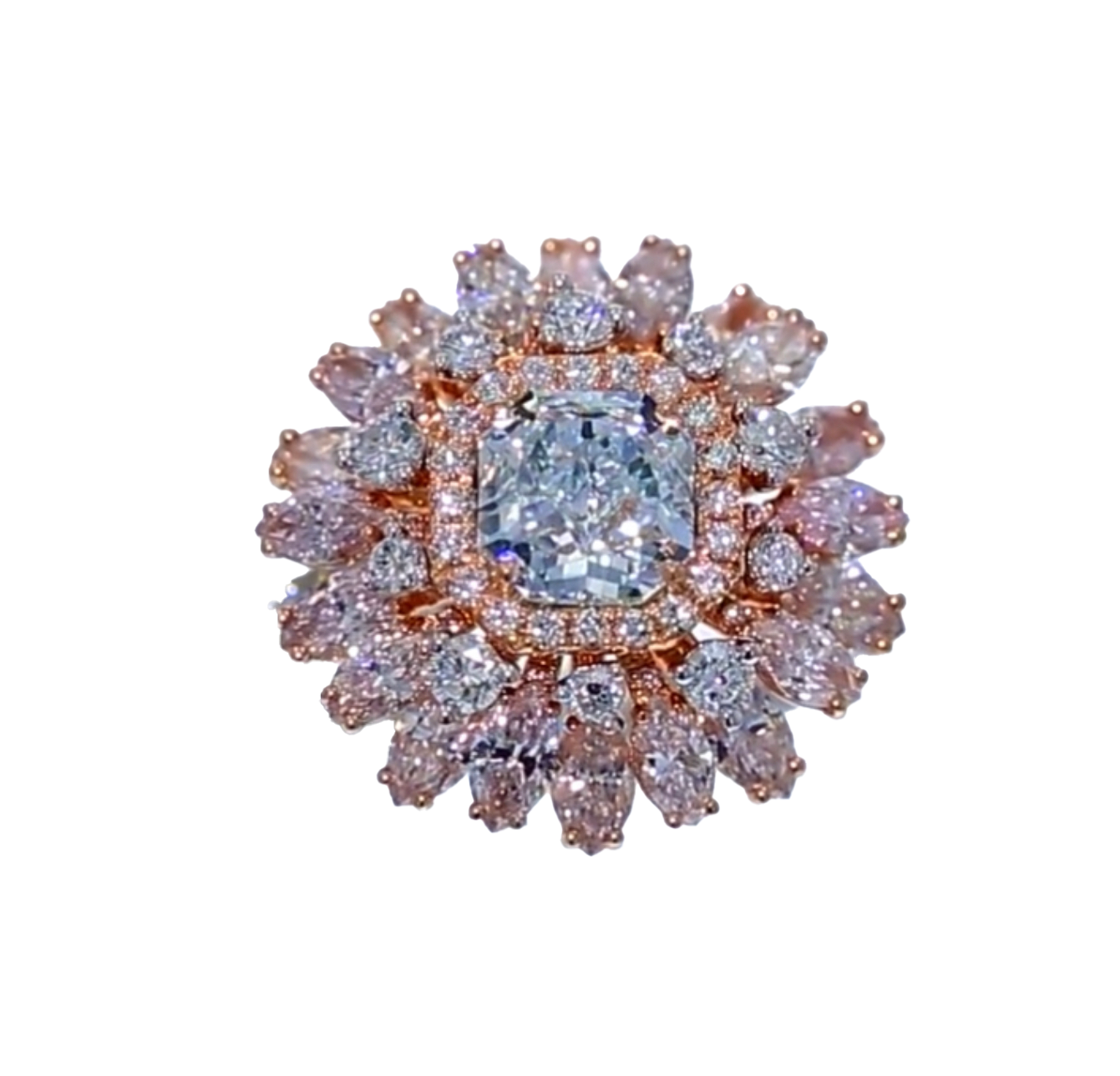 18KT 4.76 Carat Fancy Light Blue Green Diamond Ring with White & Pink Diamonds - Elegant Engagement & Wedding Jewelry for Special Occasions