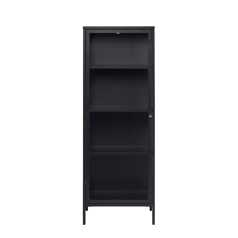 Black CARMEL Single Door Glass Display Cabinet 57x160cm - Perfect for Living Room, Bedroom & Office Decor - Showcase Collectibles, Books & Display Items