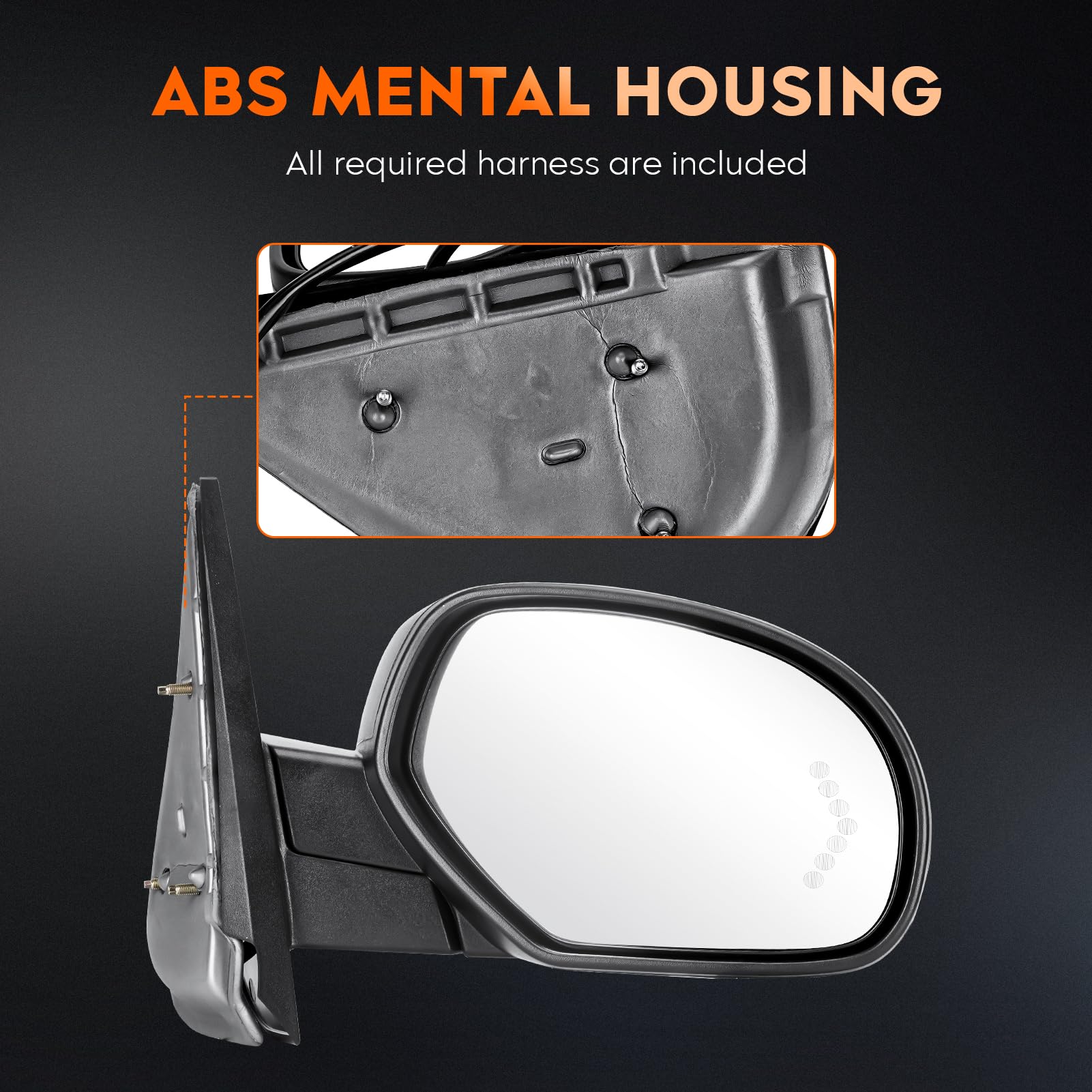 Youxmoto Heated Manual Folding Towing Mirrors for Chevy Silverado 1500 2500 3500, GMC Sierra & Yukon (2007-2013) - with Arrow Turn Signal Lights | Perfect for Towing, Off-Roading & Enhanced Visibility