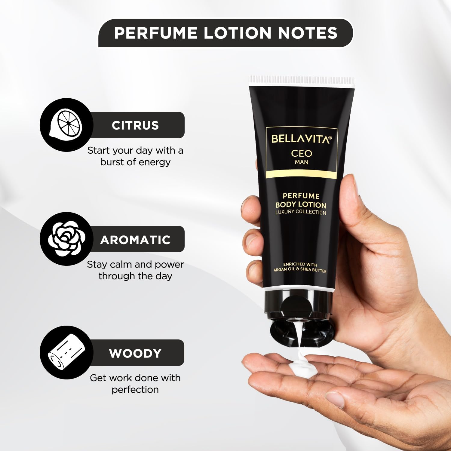 BVita Luxury Intense CEO Men's Body Perfume Lotion - Nourishing & Hydrating with Argan Oil & Shea Butter (200ml) | Softens & Protects Skin | Perfect for Daily Use, Gym & Office