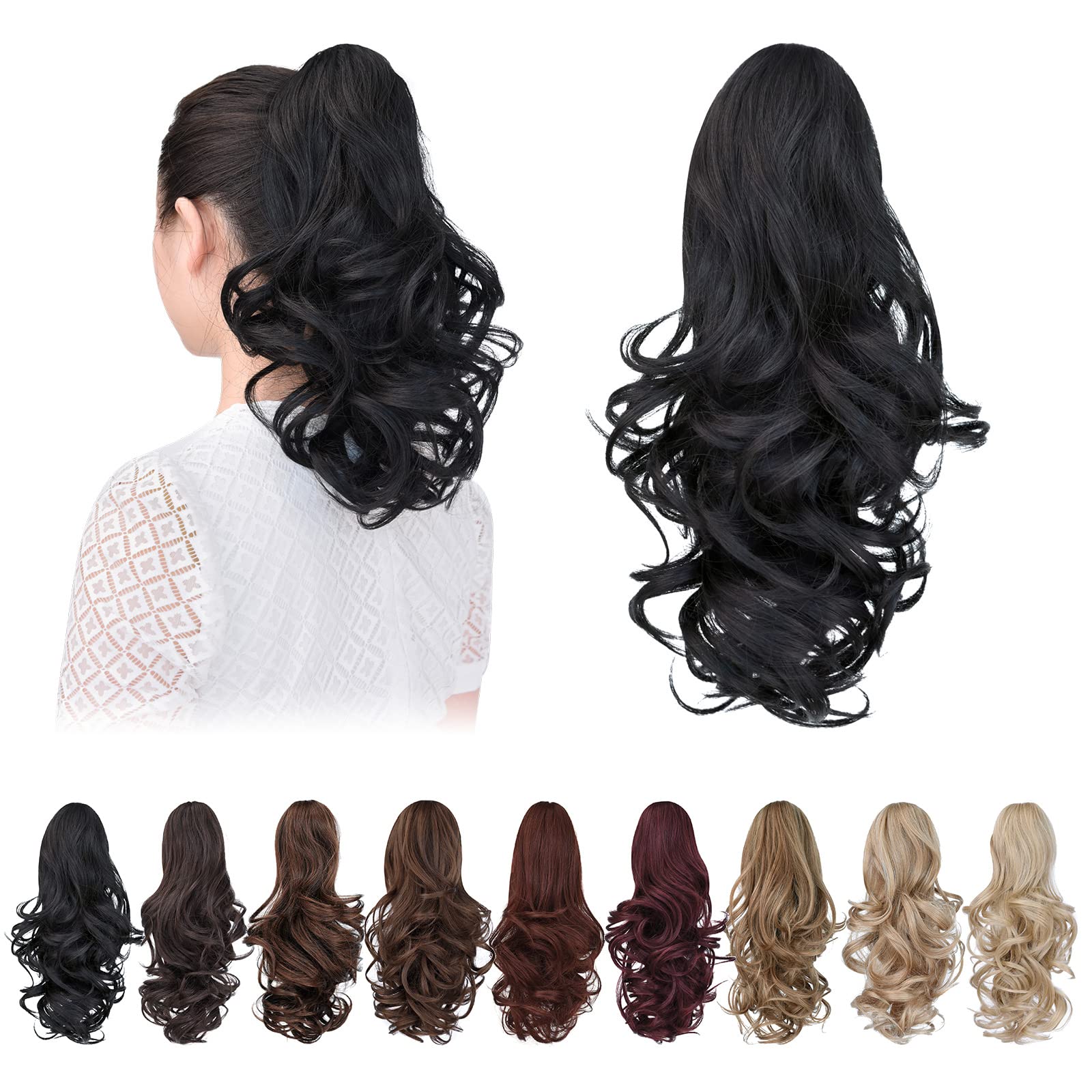 Natural Straight Ponytail Hair Extension with Claw Clip - Seamless Blonde Brown Black Hairpiece for Women - Perfect for Parties, Weddings & Everyday Styling