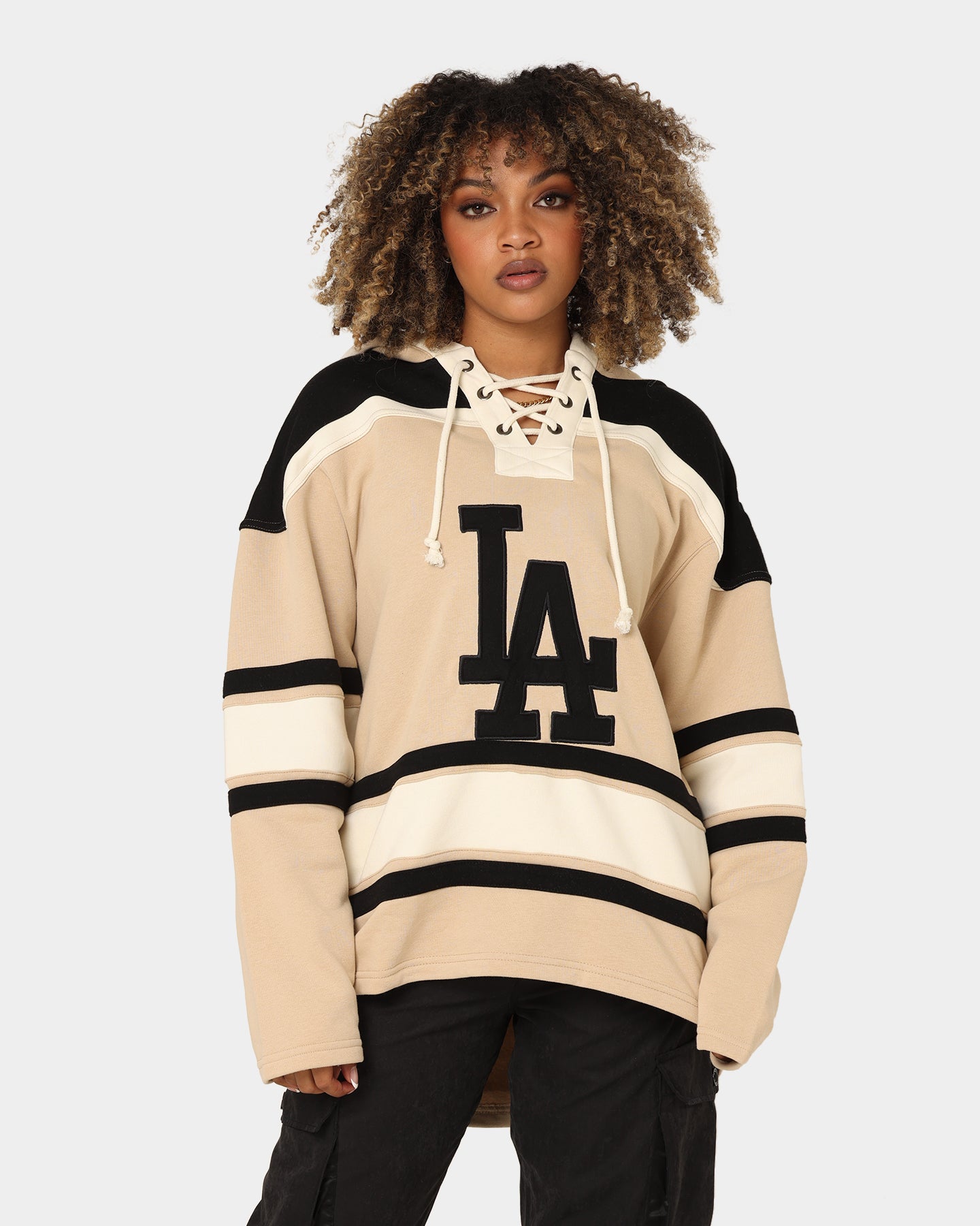 47 Brand Los Angeles Dodgers Superior Lacer Hoodie - Khaki Color for Men & Women | Perfect for Baseball Games, Casual Wear & Street Style Fashion