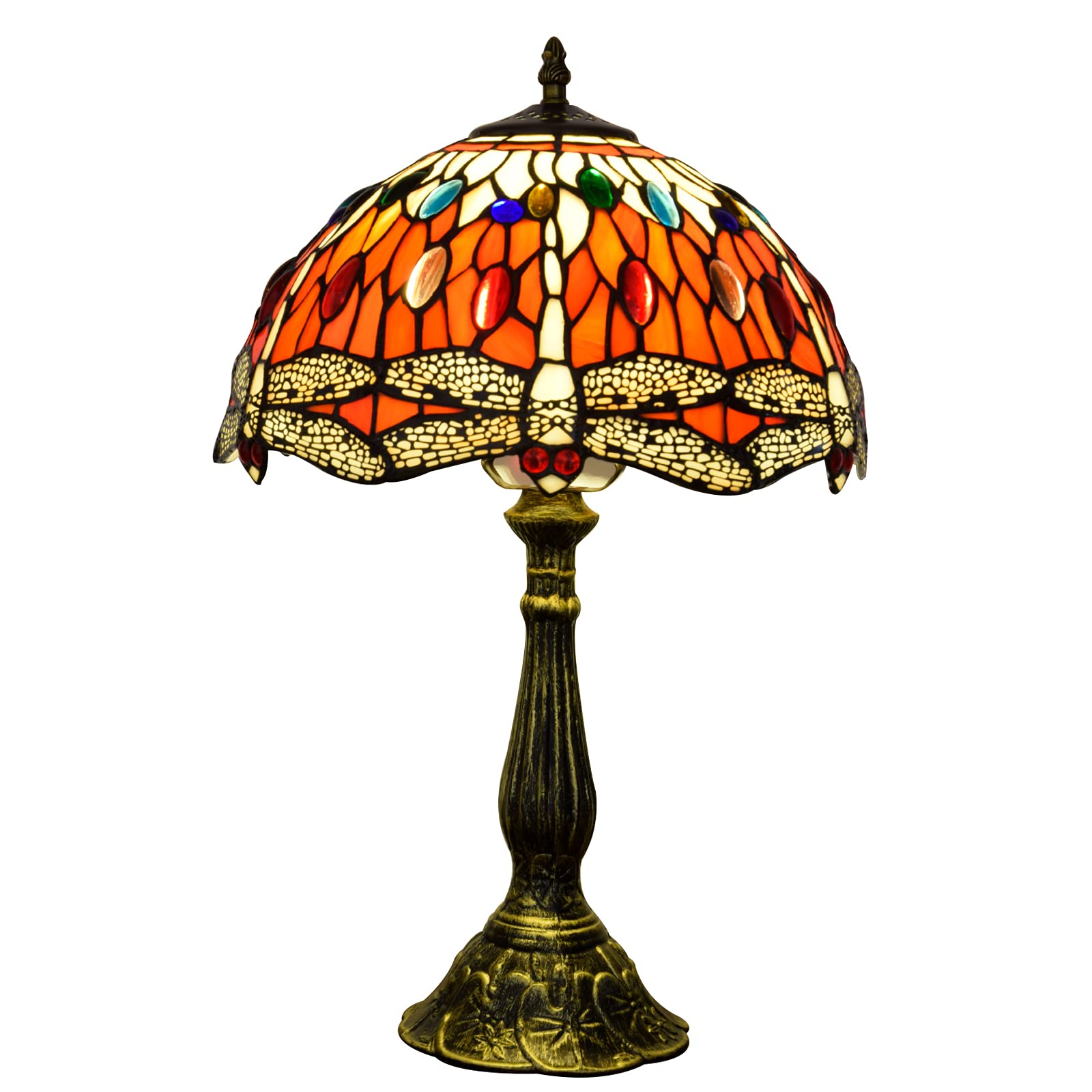 Tiffany Style Dragonfly Stained Glass Table Lamp - 18